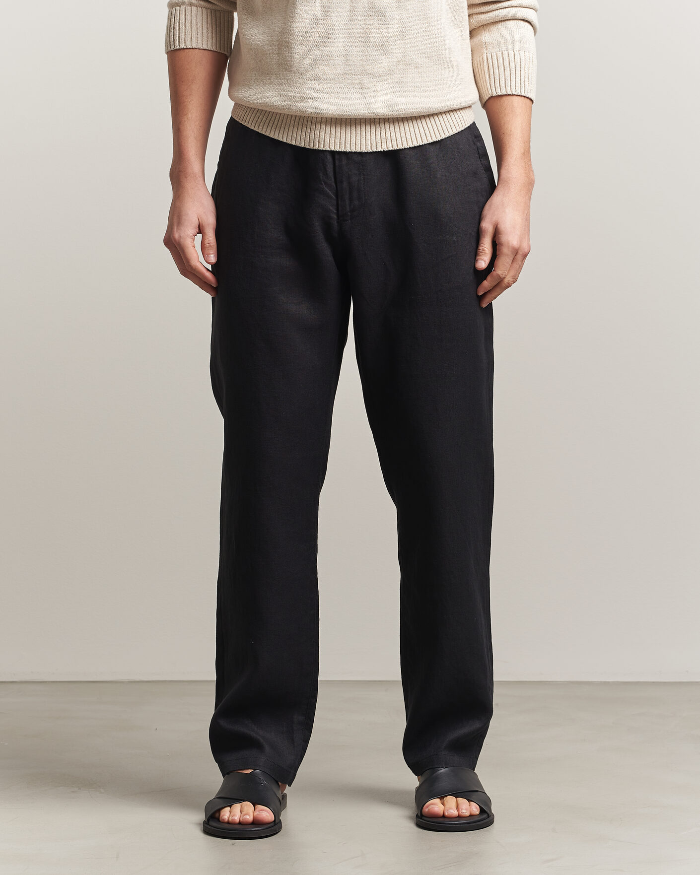 Hombres | Pantalones | Gant | Regular Fit Linen Drawstring Pants Black