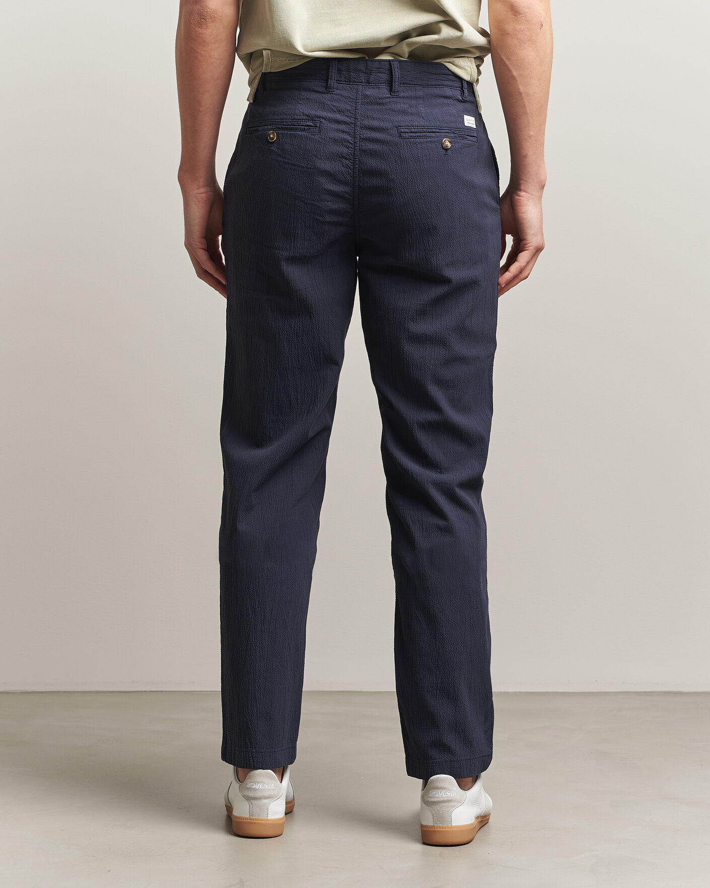 Hombres | Pantalones | Gant | Regular Fit Garment Dyed Seersucker Pants Evening Blue
