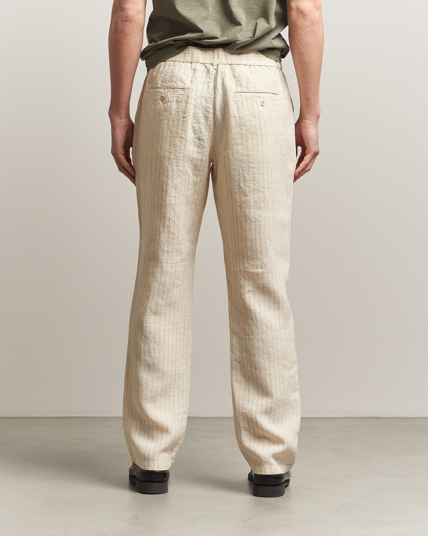 Hombres | Pantalones | Gant | Regular Fit Striped Linen Drawstring Pants Faded Beige