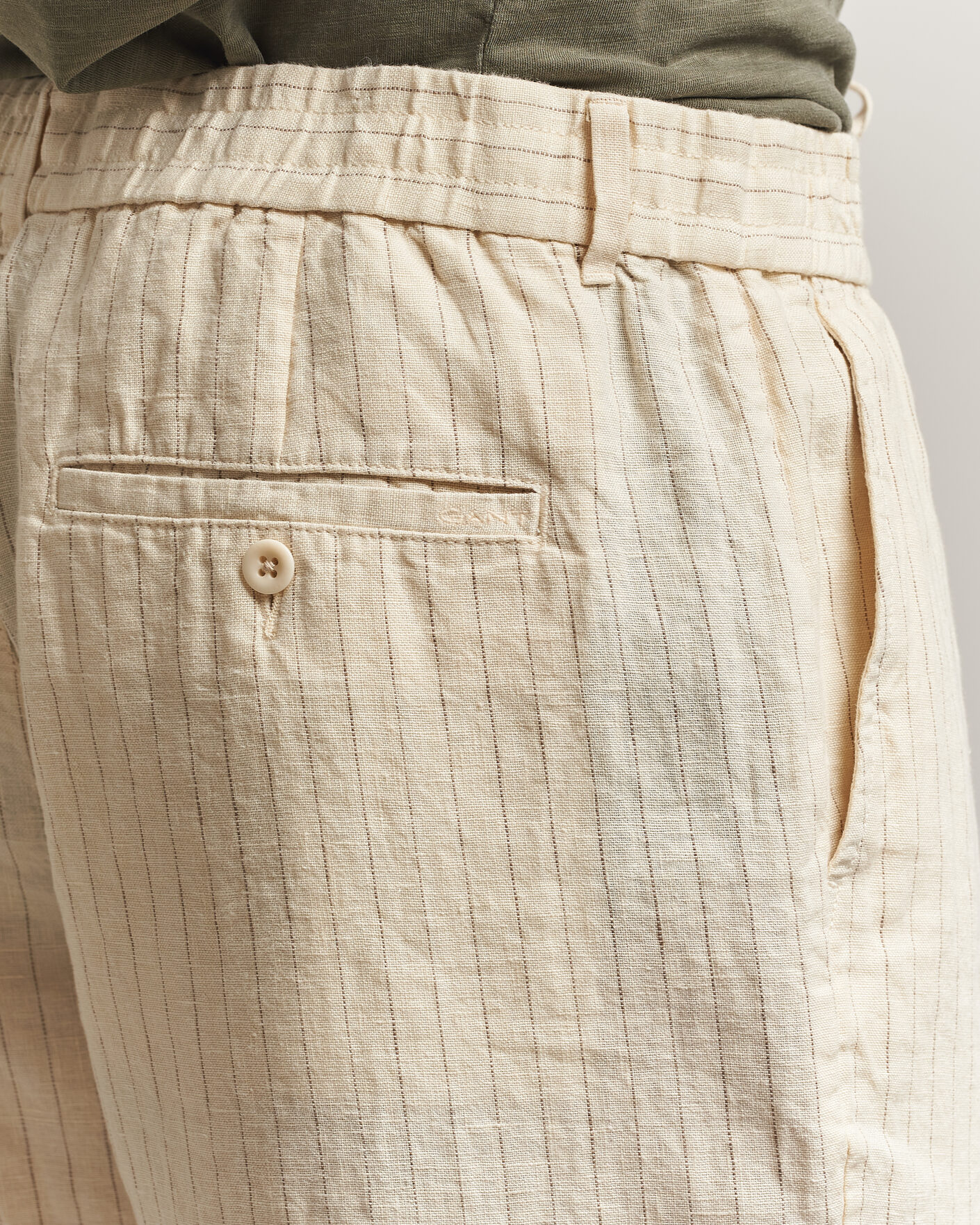 Hombres | Pantalones | Gant | Regular Fit Striped Linen Drawstring Pants Faded Beige