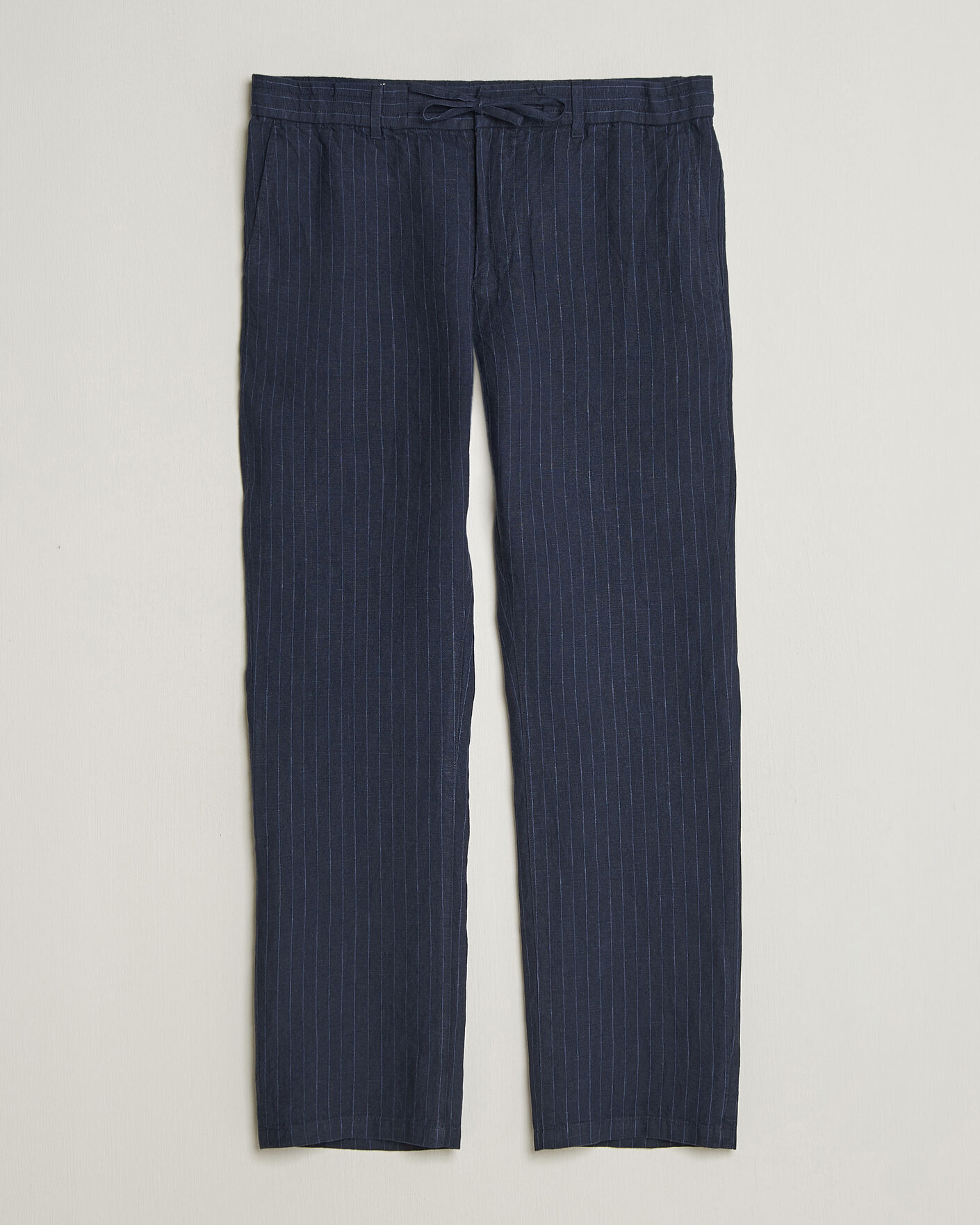 Hombres | Pantalones | Gant | Regular Fit Stiped Linen Drawstring Pants Evening Blue