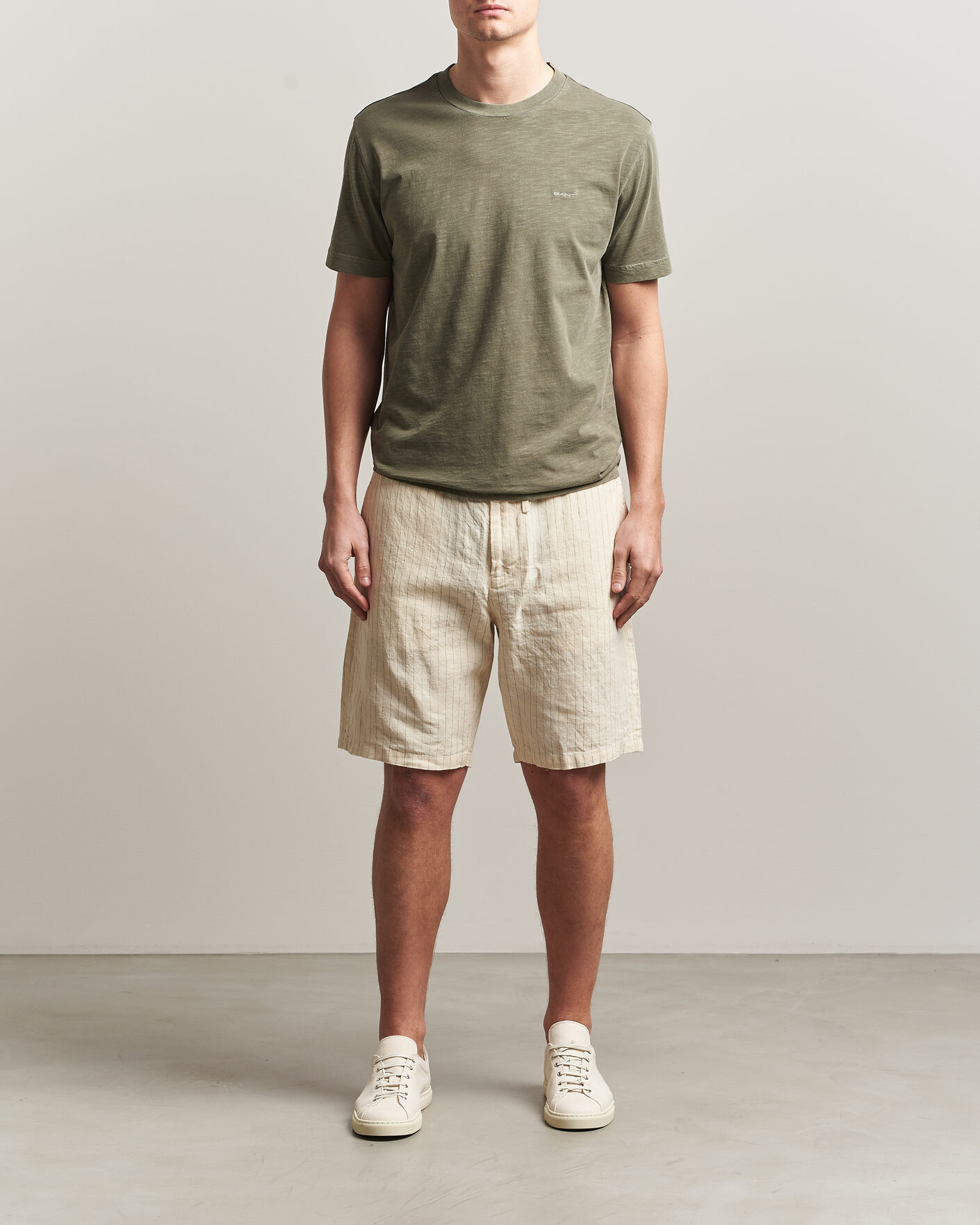 Hombres | Pantalones cortos | Gant | Regular Fit Striped Linen Drawstring Shorts Faded Beige