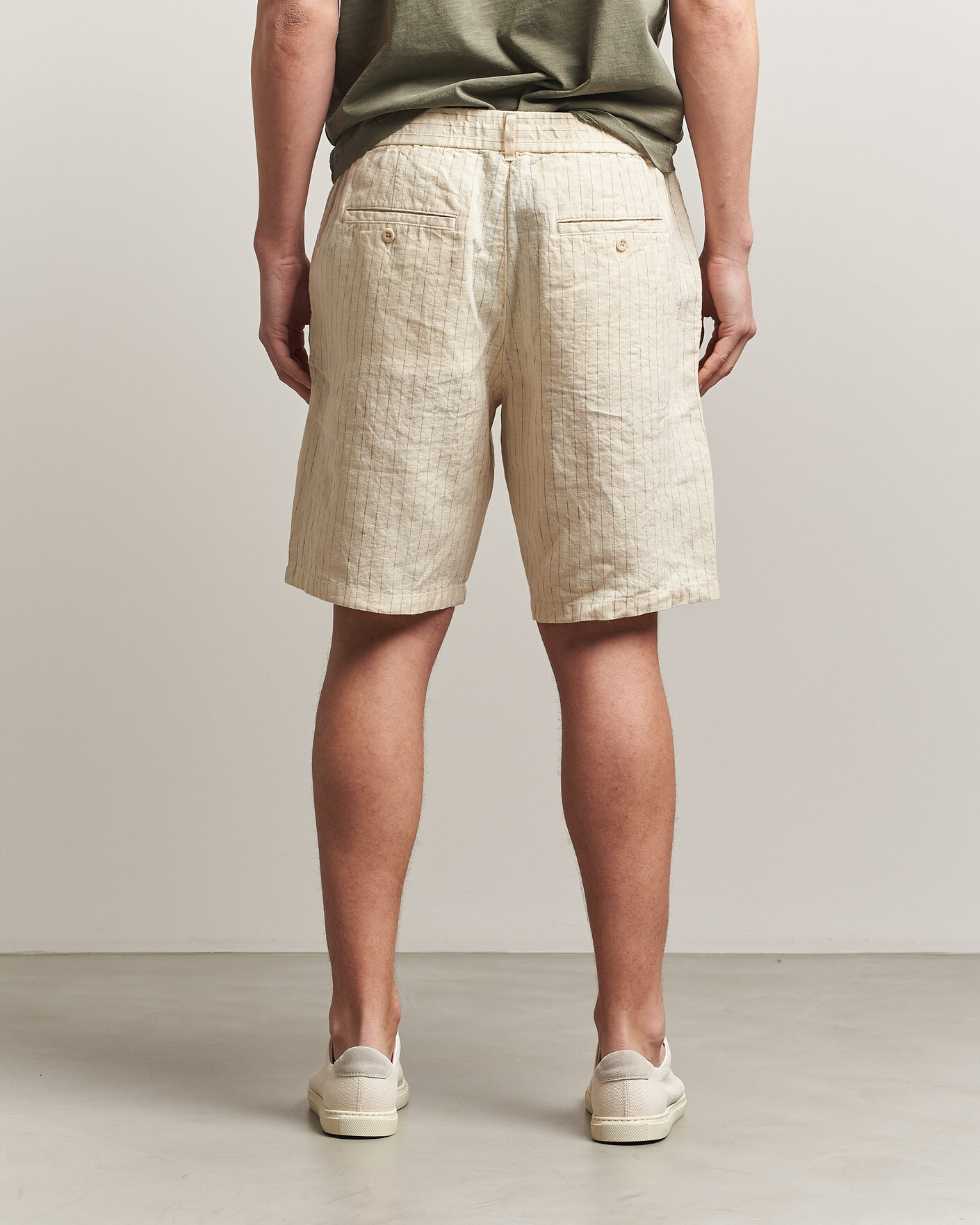 Hombres | Pantalones cortos | Gant | Regular Fit Striped Linen Drawstring Shorts Faded Beige