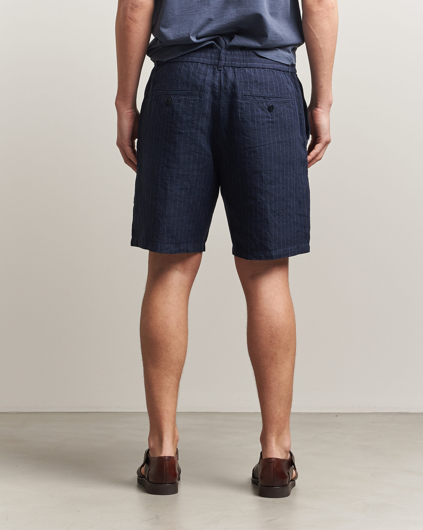 Hombres | Pantalones cortos | Gant | Regular Fit Striped Linen Drawstring Shorts Evening Blue