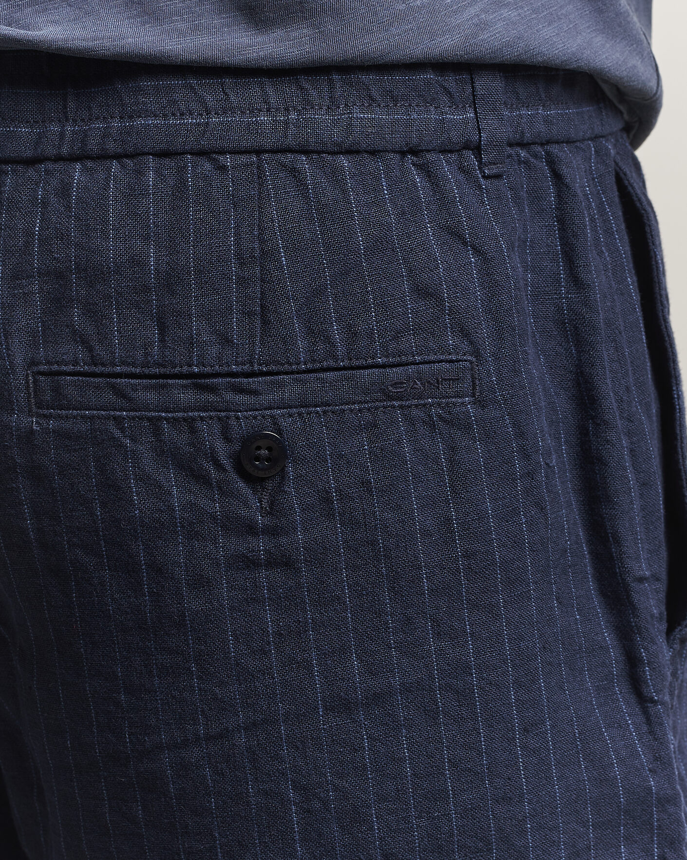 Hombres | Pantalones cortos | Gant | Regular Fit Striped Linen Drawstring Shorts Evening Blue