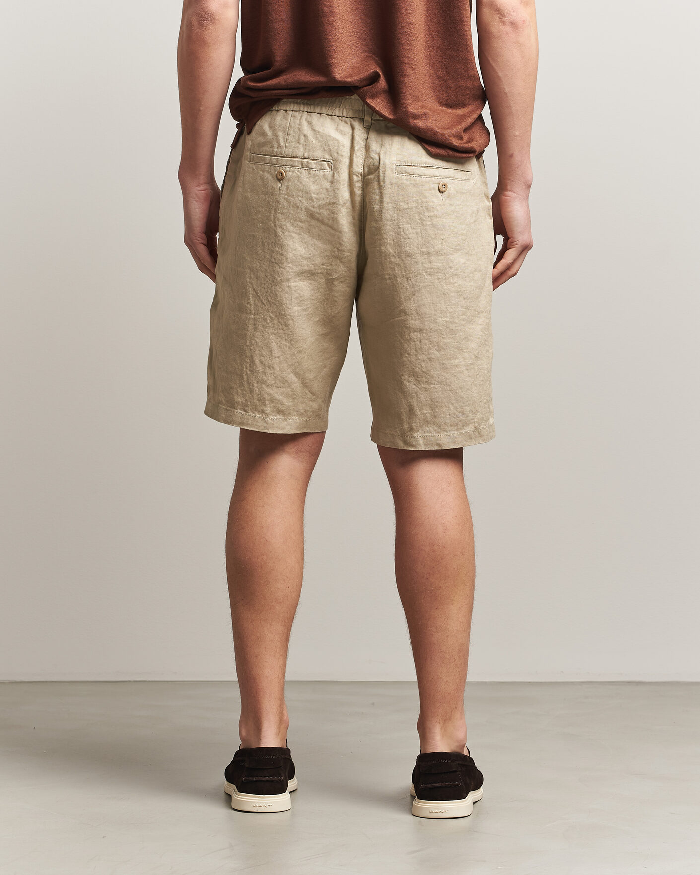 Hombres | Pantalones cortos | GANT | Regular Fit Linen Drawstring Shorts Oat Beige