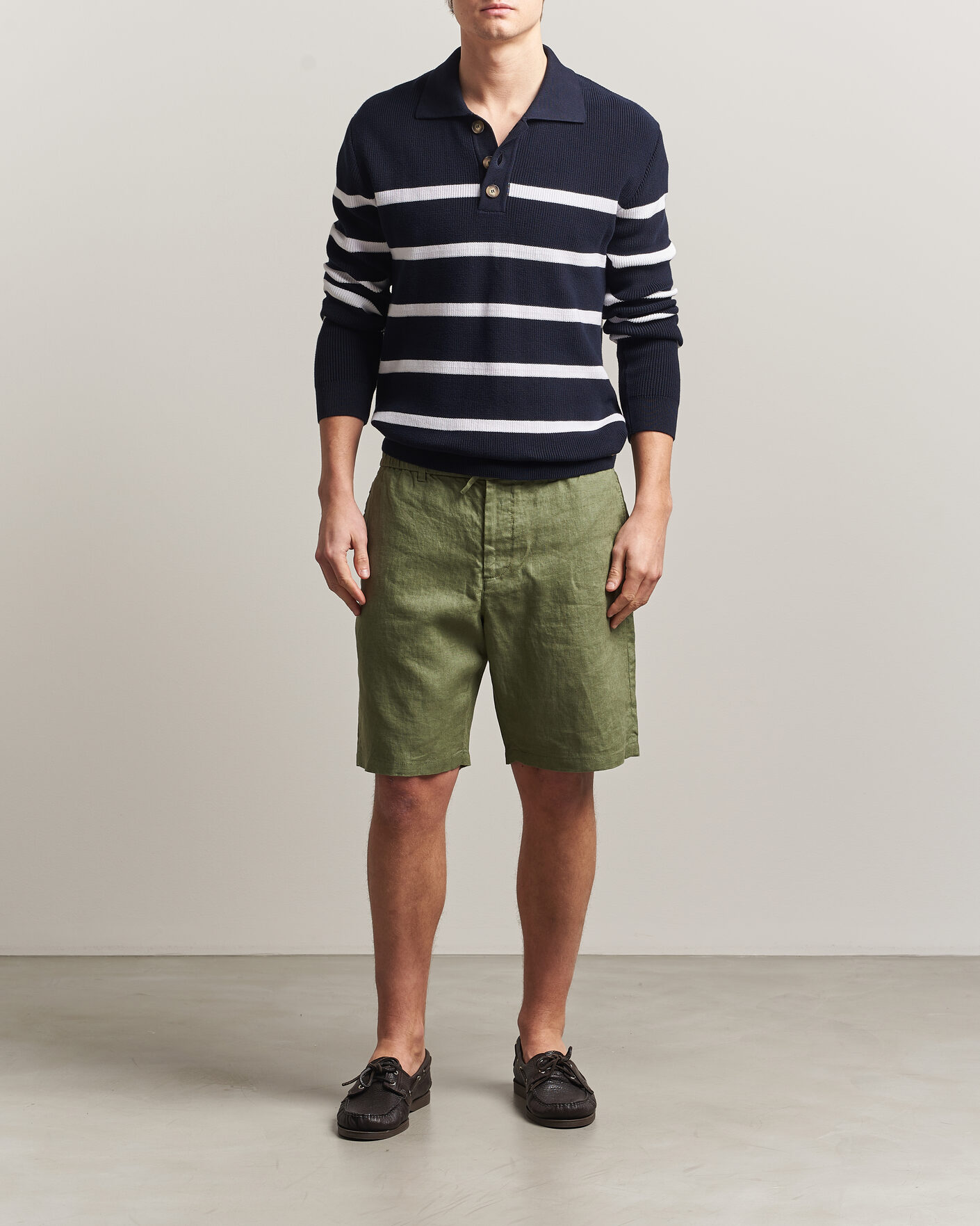 Hombres | Pantalones cortos | Gant | Regular Fit Linen Drawstring Shorts Dry Herb Green