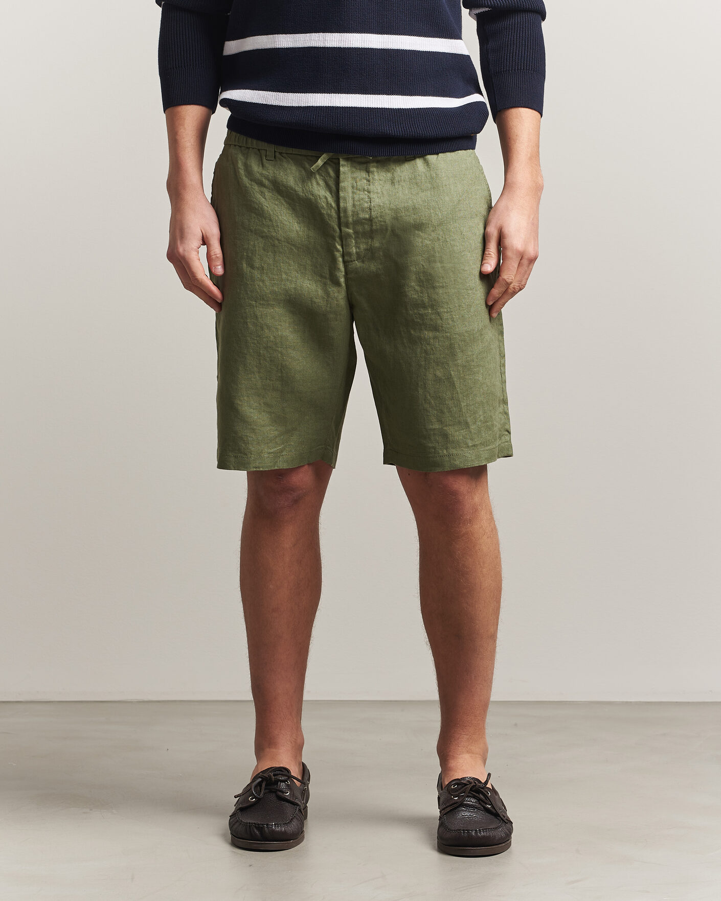 Hombres | Pantalones cortos | Gant | Regular Fit Linen Drawstring Shorts Dry Herb Green