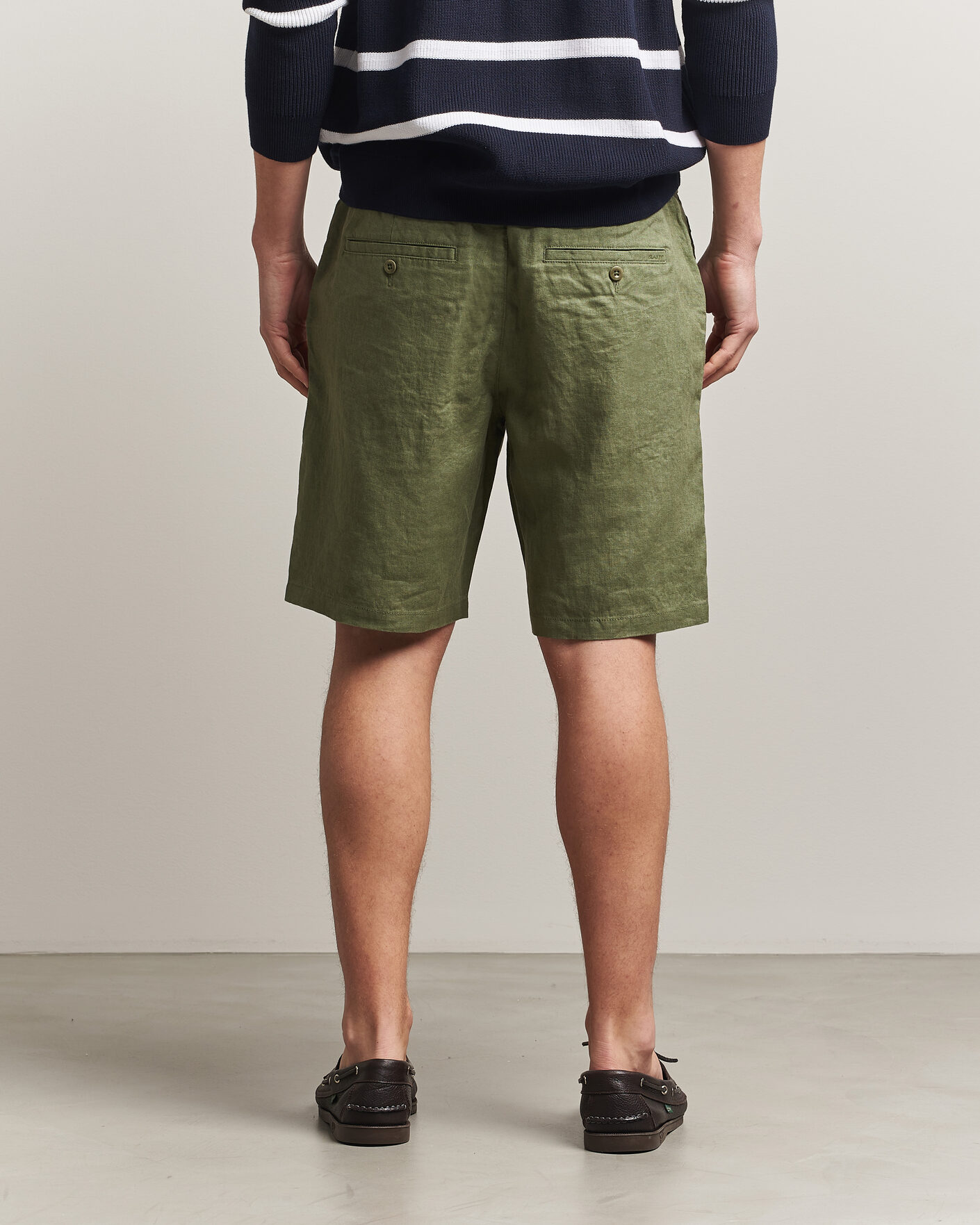 Hombres | Pantalones cortos | Gant | Regular Fit Linen Drawstring Shorts Dry Herb Green