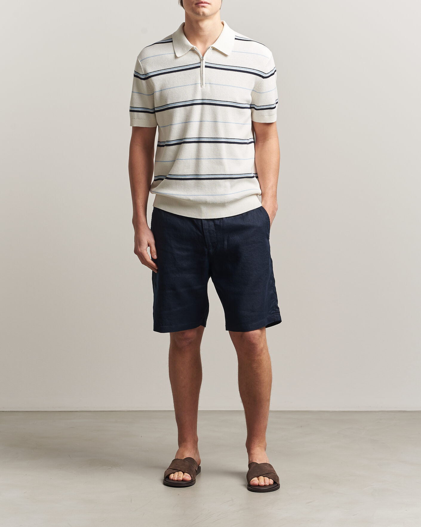 Hombres | Pantalones cortos | Gant | Regular Fit Linen Drawstring Shorts Evening Blue