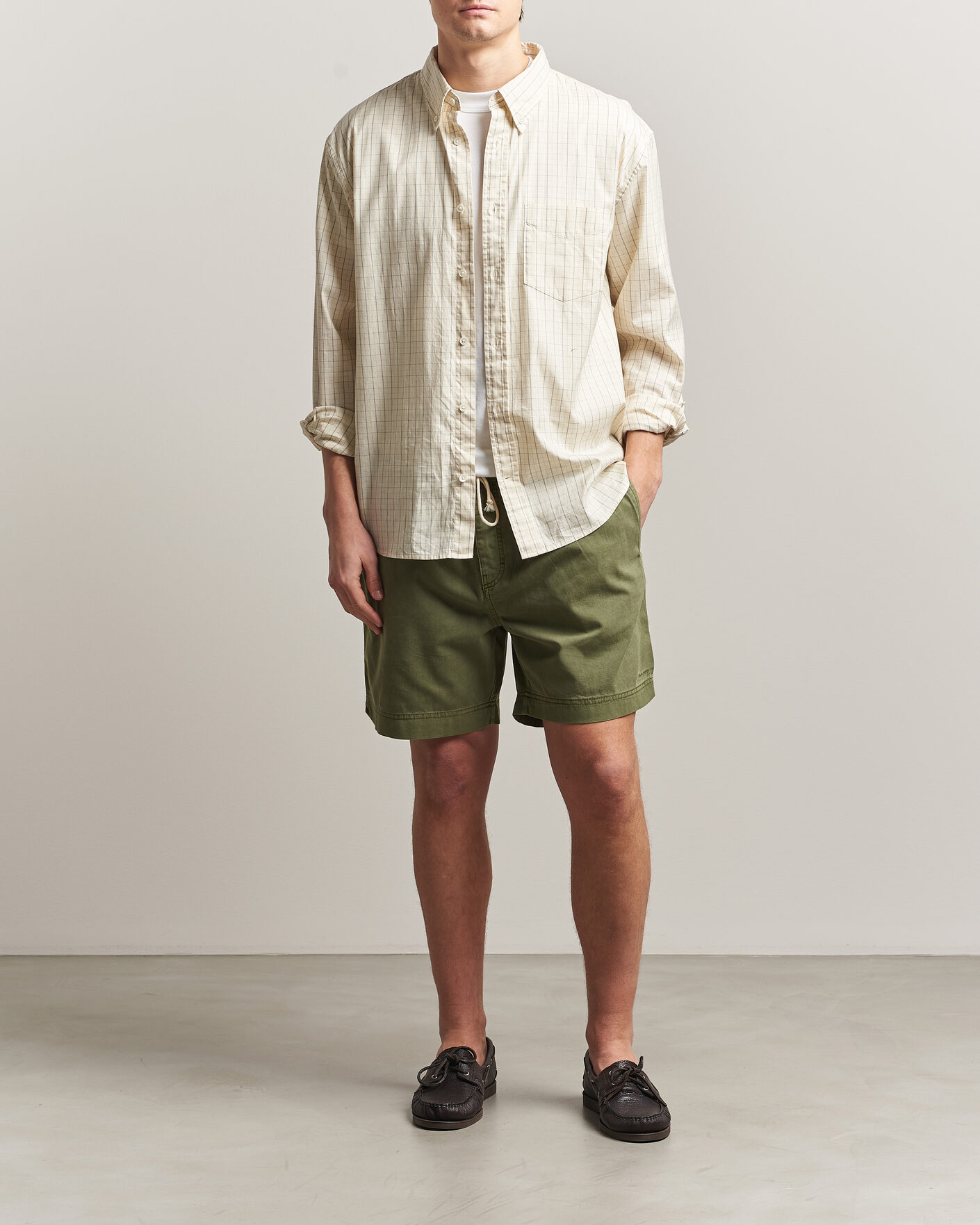Hombres | Pantalones cortos | Gant | Regular Fit Sunfaded Drawstring Dry Herb Green