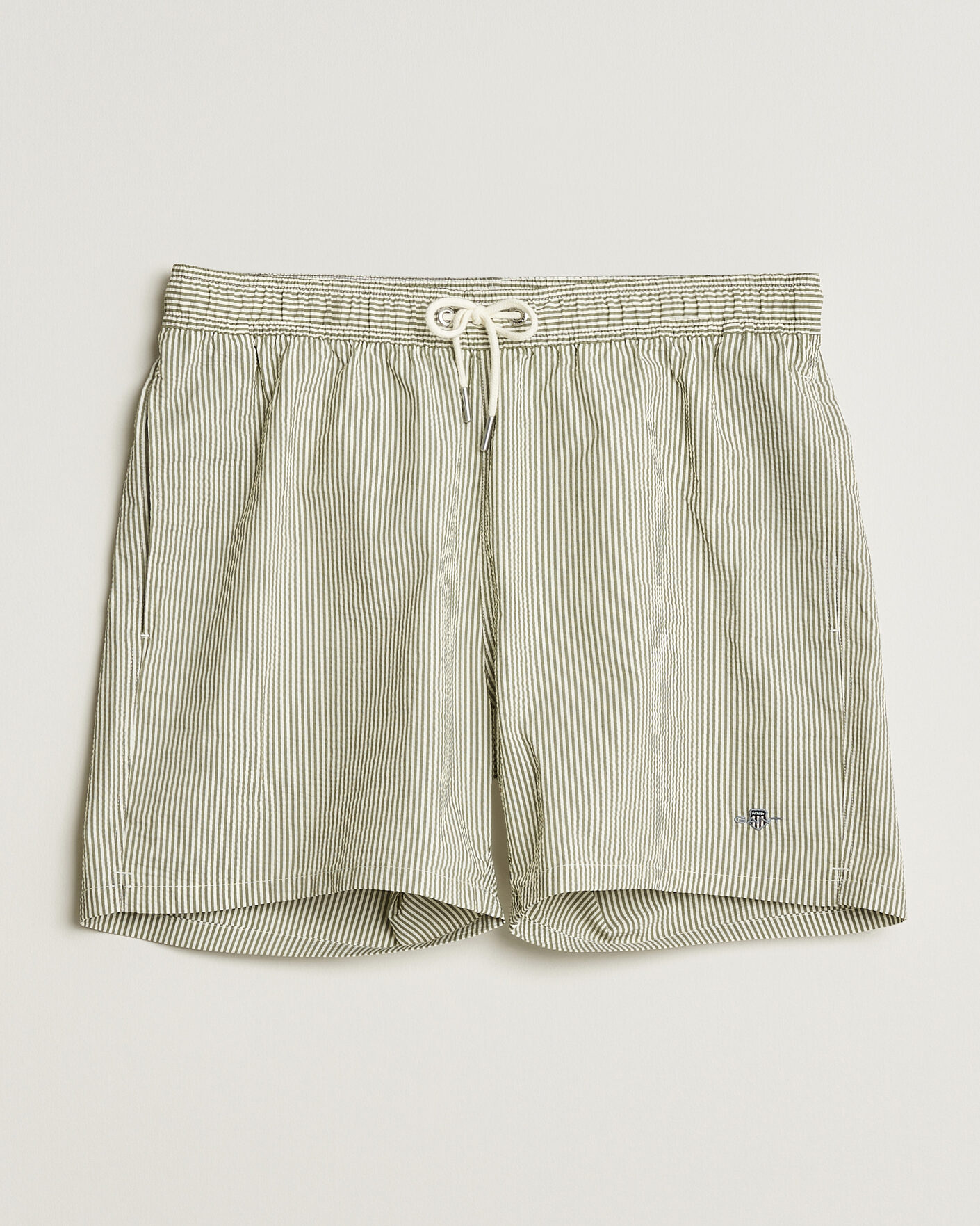 Hombres | Bañadores | GANT | Seersucker Striped Swimshorts Dry Herb Green