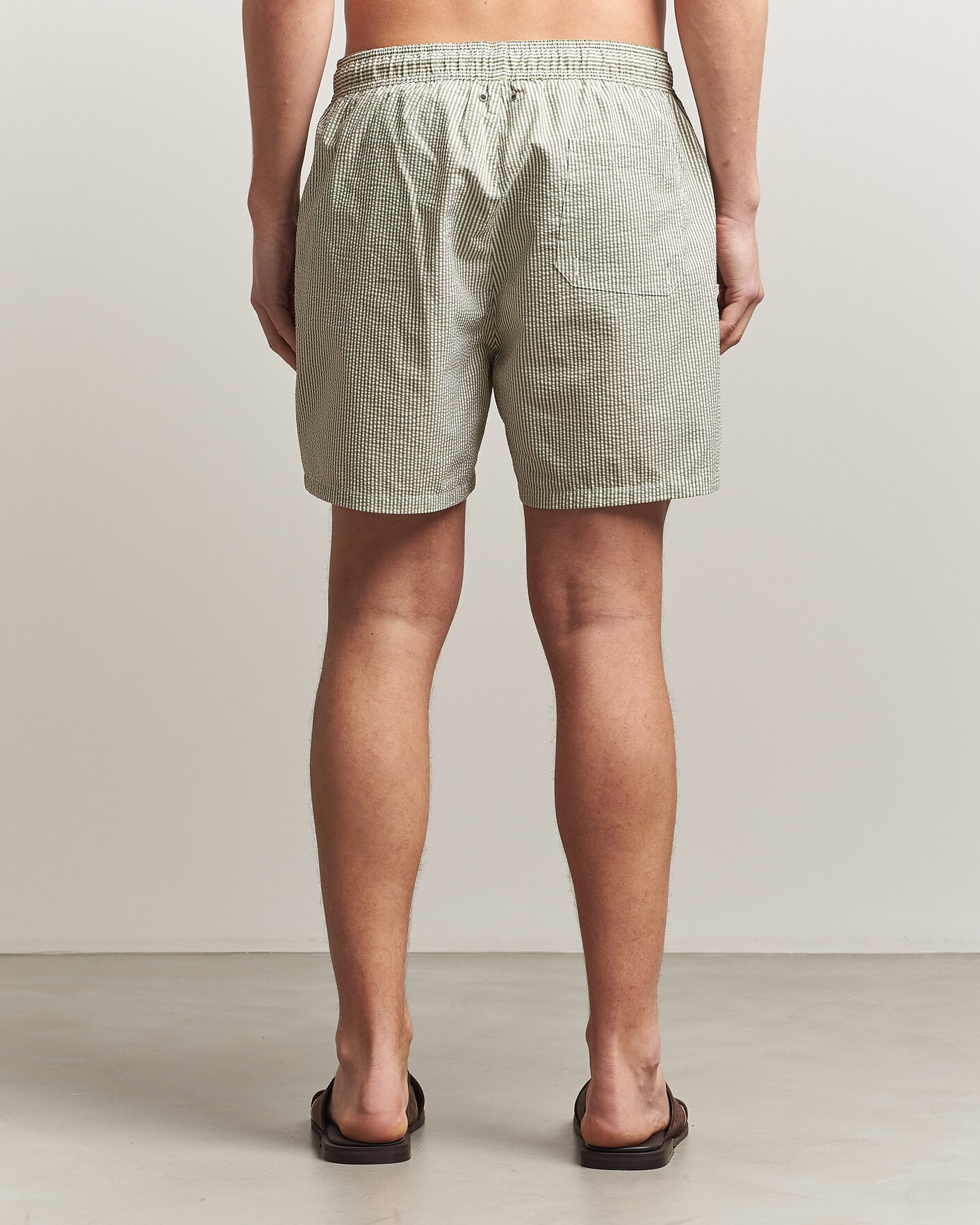 Hombres | Bañadores | Gant | Seersucker Striped Swimshorts Dry Herb Green