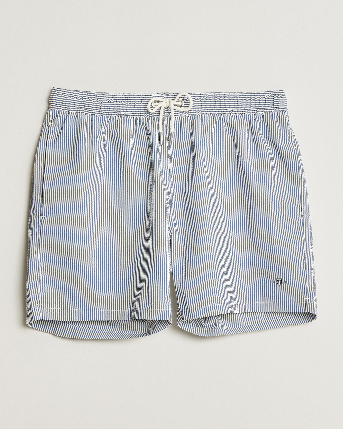 Hombres | Bañadores | GANT | Seersucker Striped Swimshorts Vintage Blue