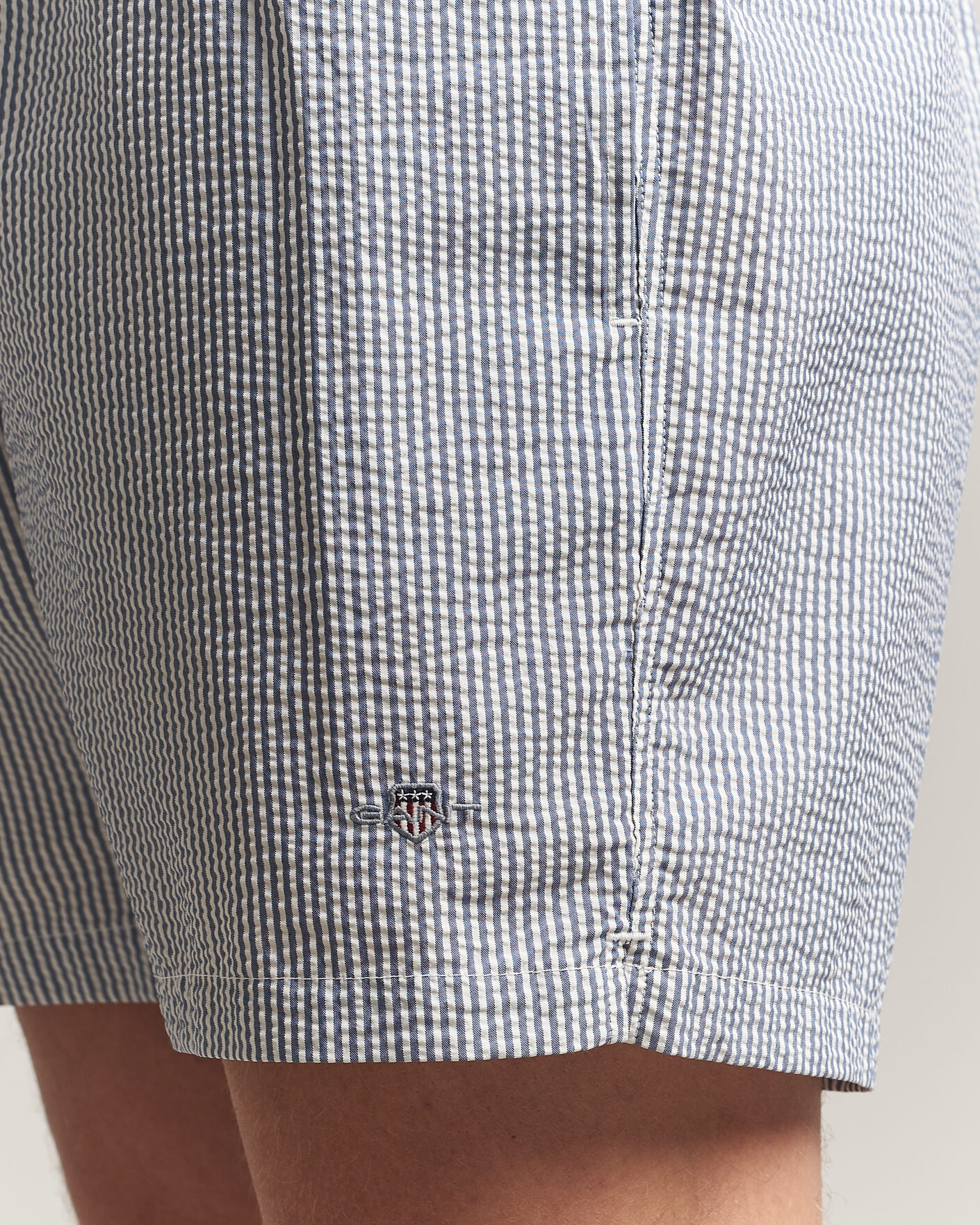 Hombres | Bañadores | GANT | Seersucker Striped Swimshorts Vintage Blue