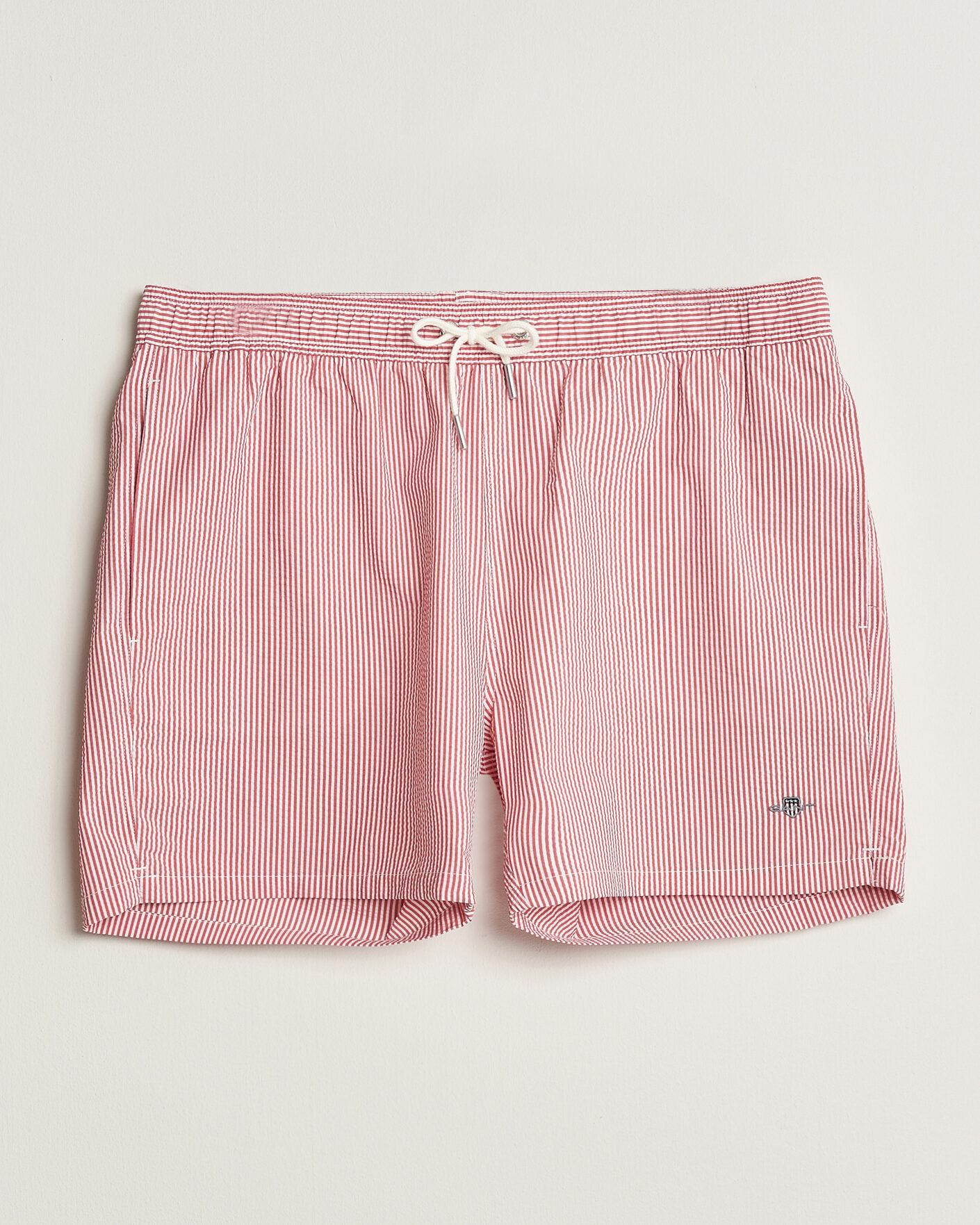 Hombres | Bañadores | GANT | Seersucker Striped Swimshorts Rose Red
