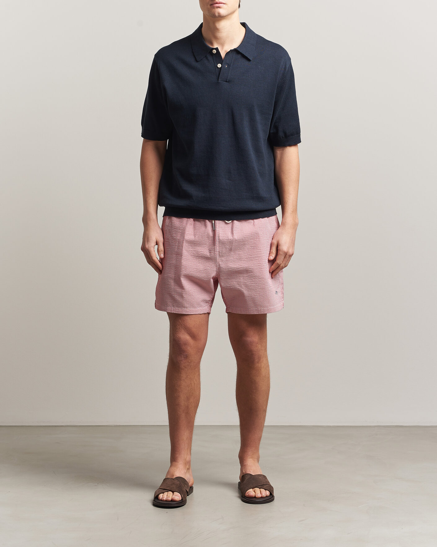 Hombres | Bañadores | GANT | Seersucker Striped Swimshorts Rose Red