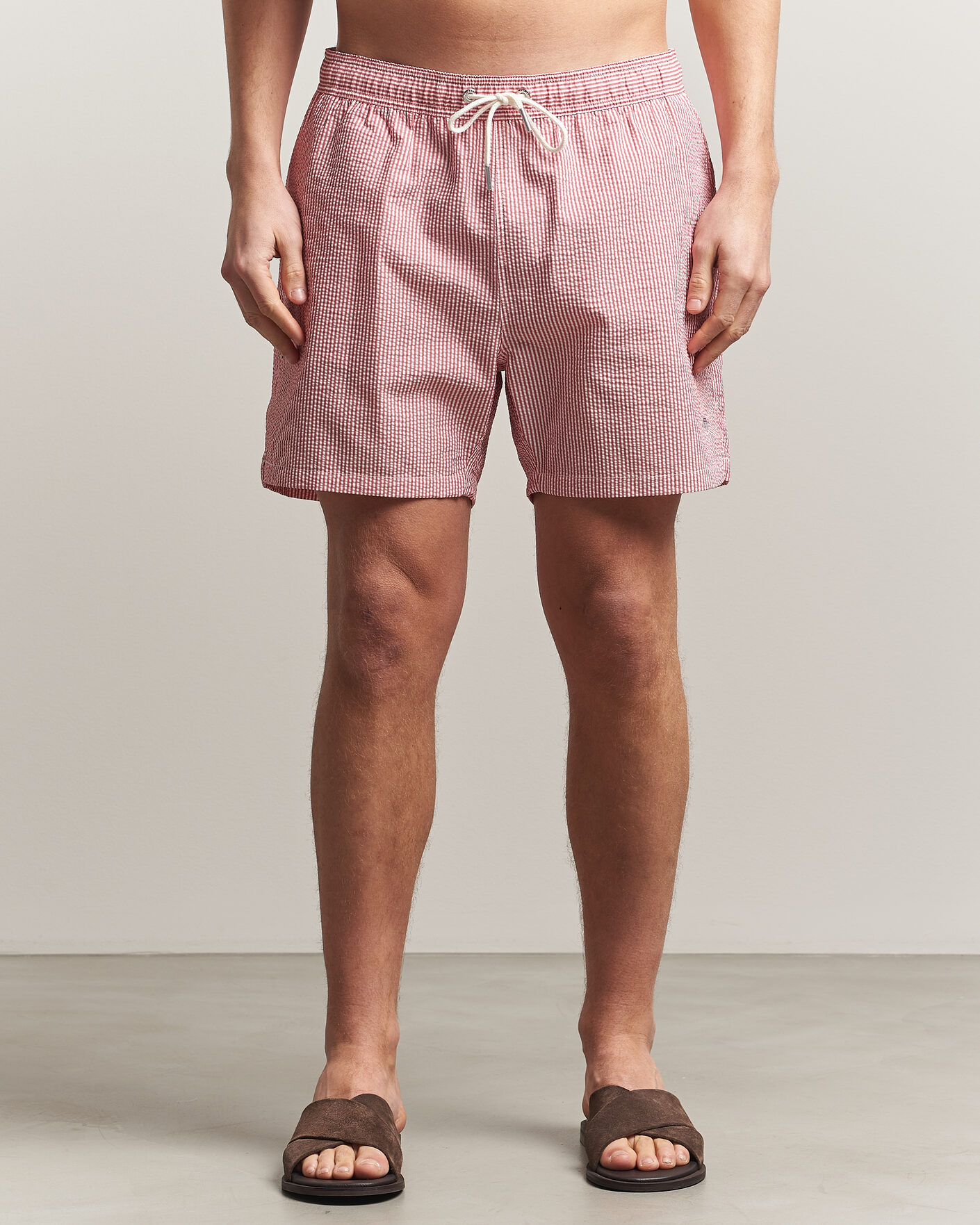 Hombres | Bañadores | Gant | Seersucker Striped Swimshorts Rose Red