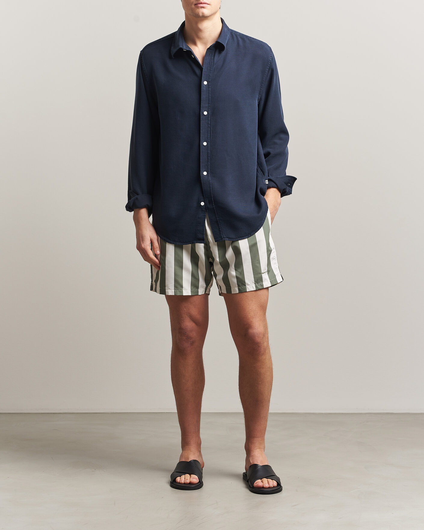 Hombres | Bañadores | Gant | Blockstriped Swimshorts Dry Herb Green