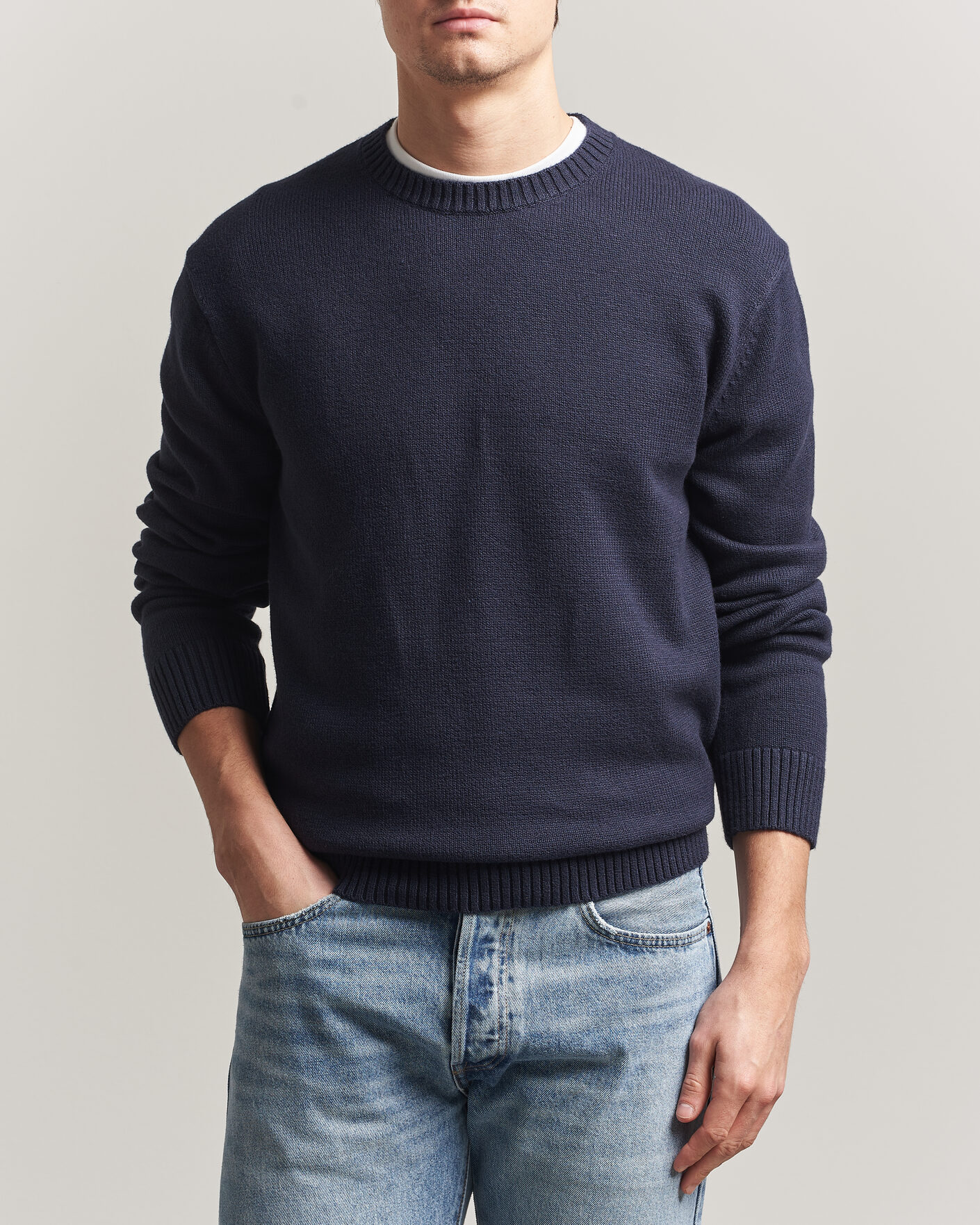 Hombres | Jerséis y prendas de punto | Gant | Cotton/Cashmere Knitted Sweater Evening Blue