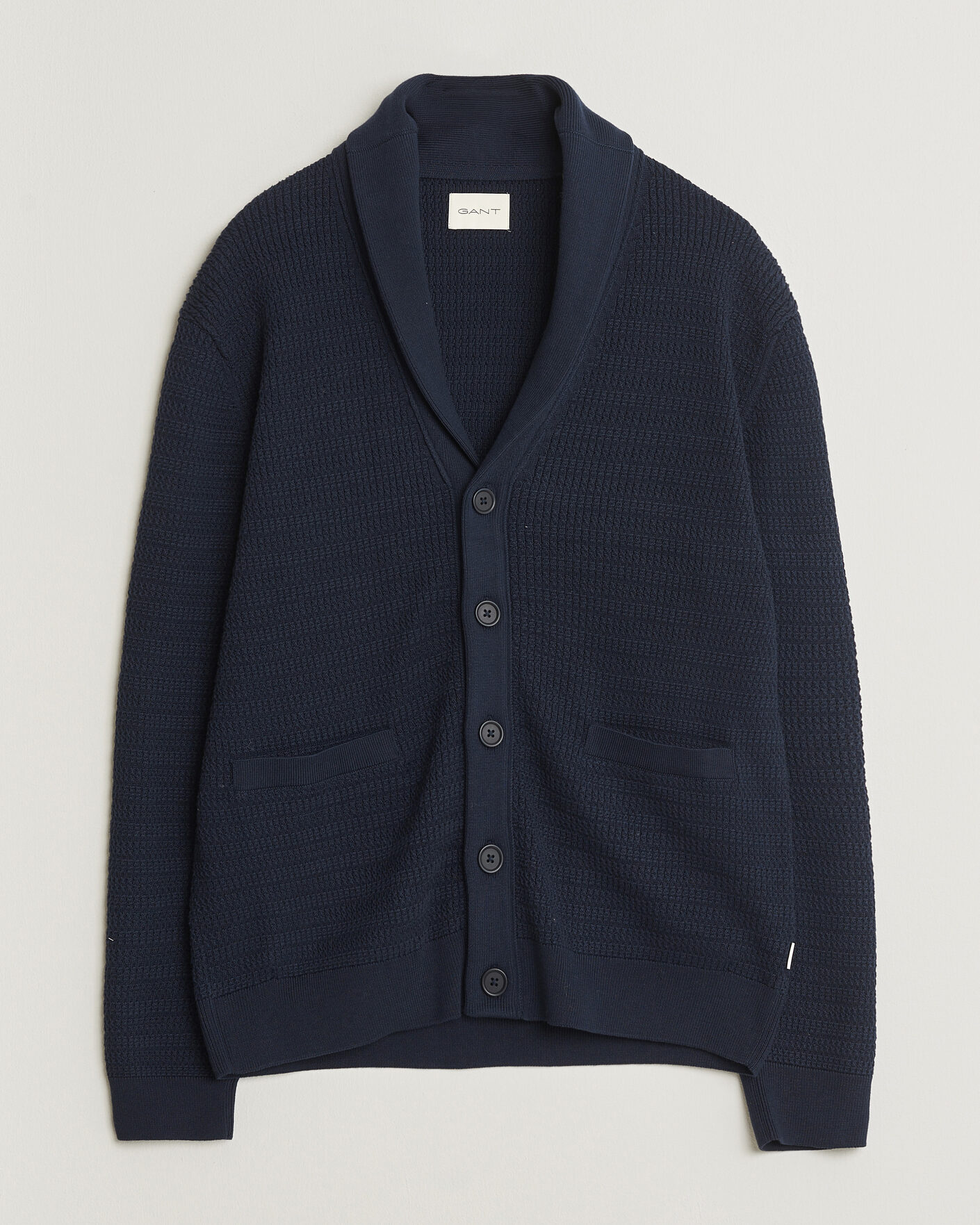 Hombres | Jerséis y prendas de punto | Gant | Heavy Knitted Shawl Collar Cardigan Evening Blue