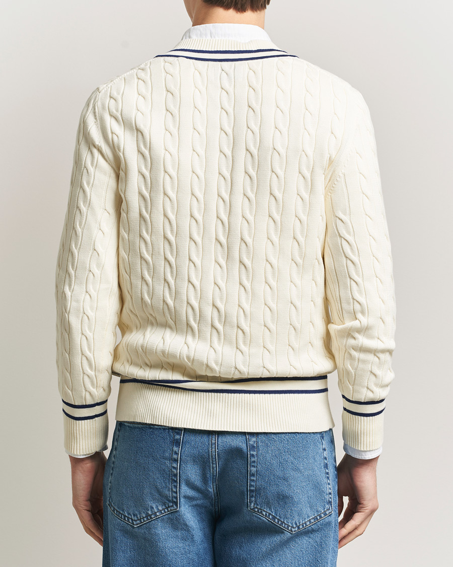 Hombres | Jerséis y prendas de punto | GANT | Cotton Cable Cricket Sweater Cream