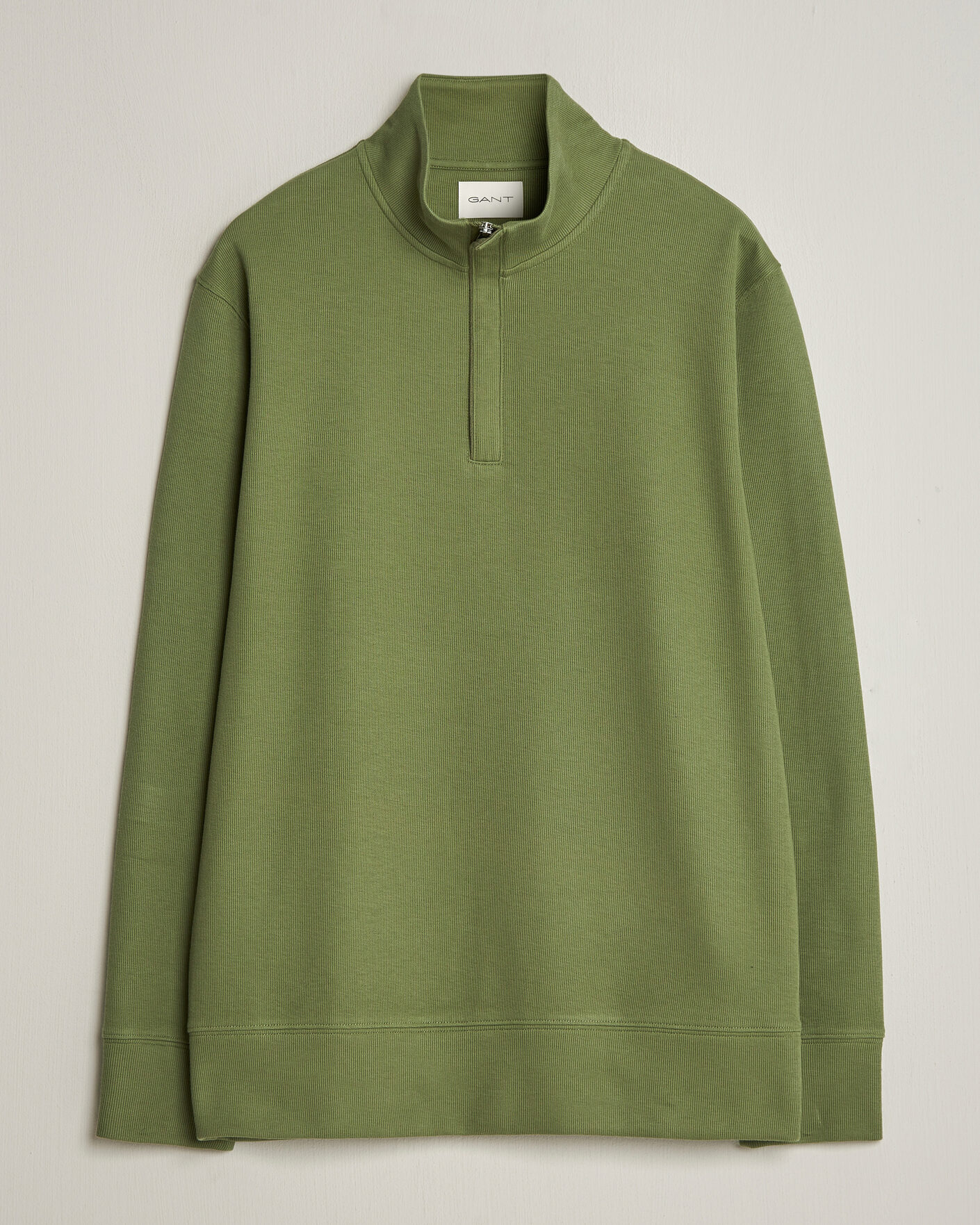 Hombres | Jerséis y prendas de punto | GANT | Light Sacker Rib Half Zip Dry Herb Green