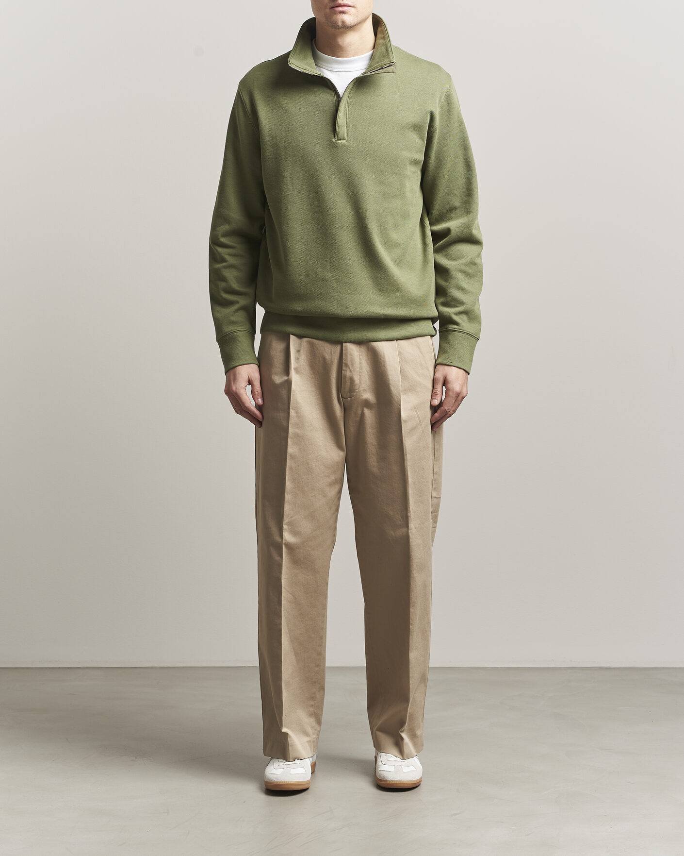 Hombres | Jerséis y prendas de punto | Gant | Light Sacker Rib Half Zip Dry Herb Green