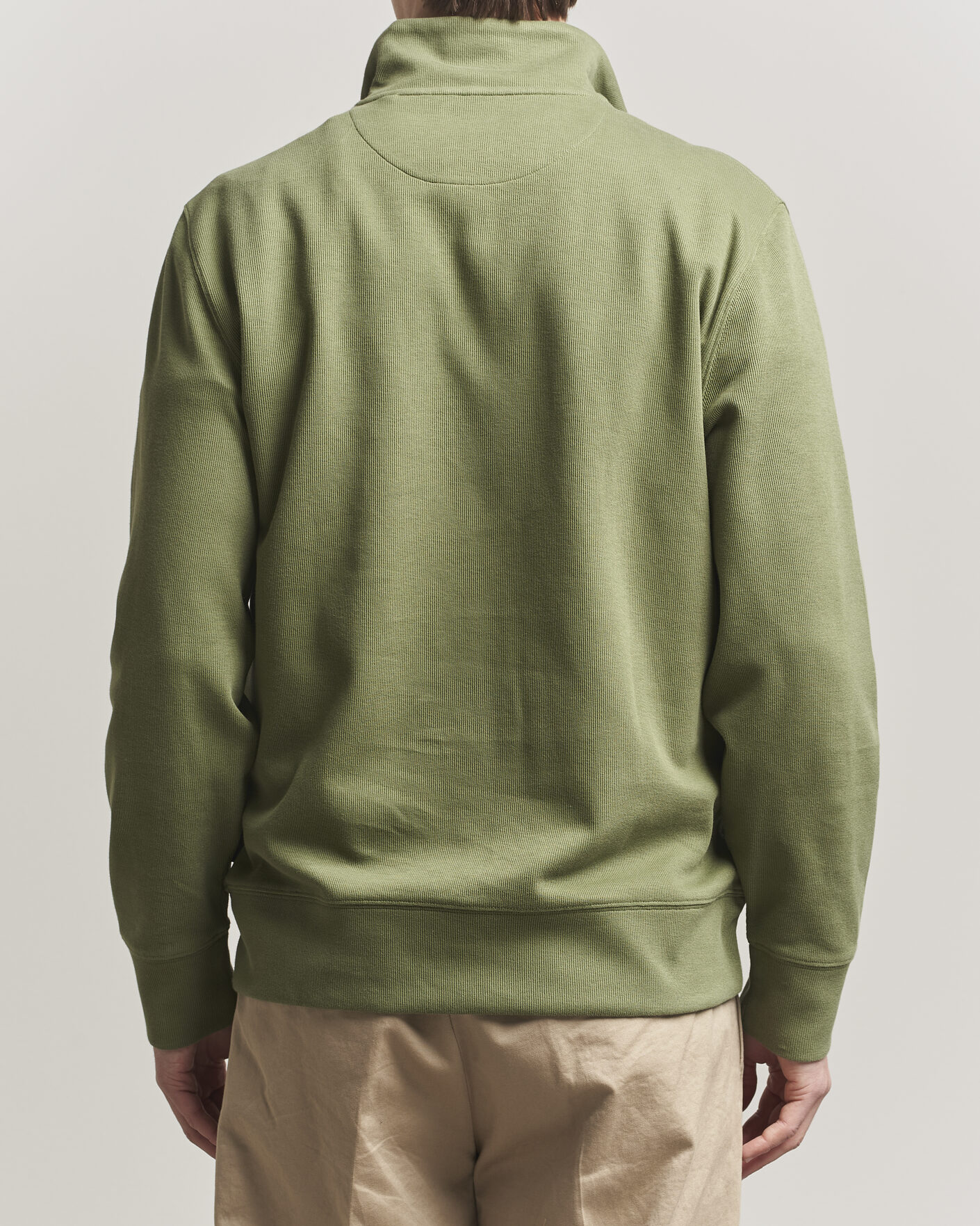 Hombres | Jerséis y prendas de punto | Gant | Light Sacker Rib Half Zip Dry Herb Green