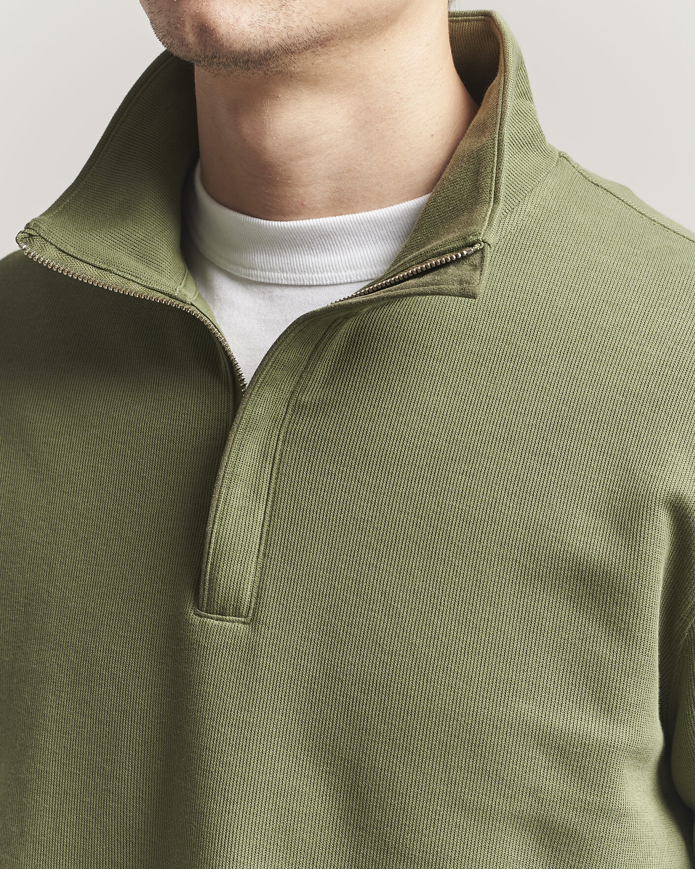 Hombres | Jerséis y prendas de punto | GANT | Light Sacker Rib Half Zip Dry Herb Green