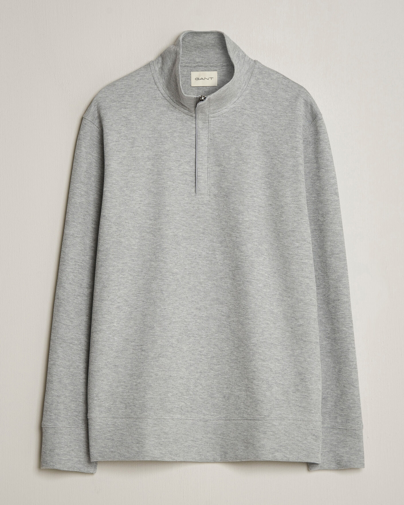 Hombres | Jerséis y prendas de punto | Gant | Light Sacker Rib Half Zip Grey Melange