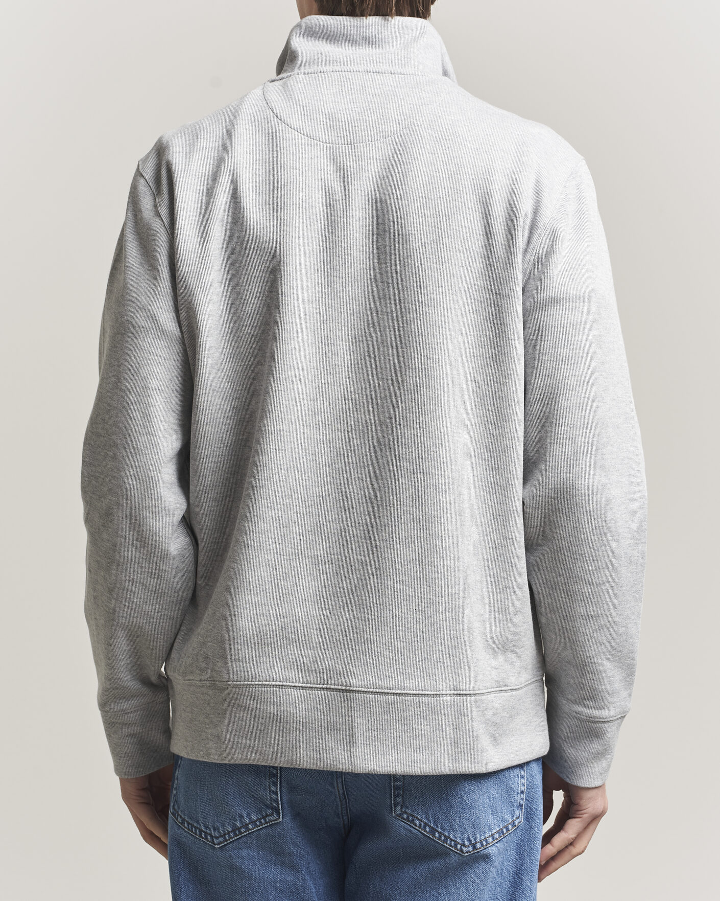 Hombres | Jerséis y prendas de punto | Gant | Light Sacker Rib Half Zip Grey Melange