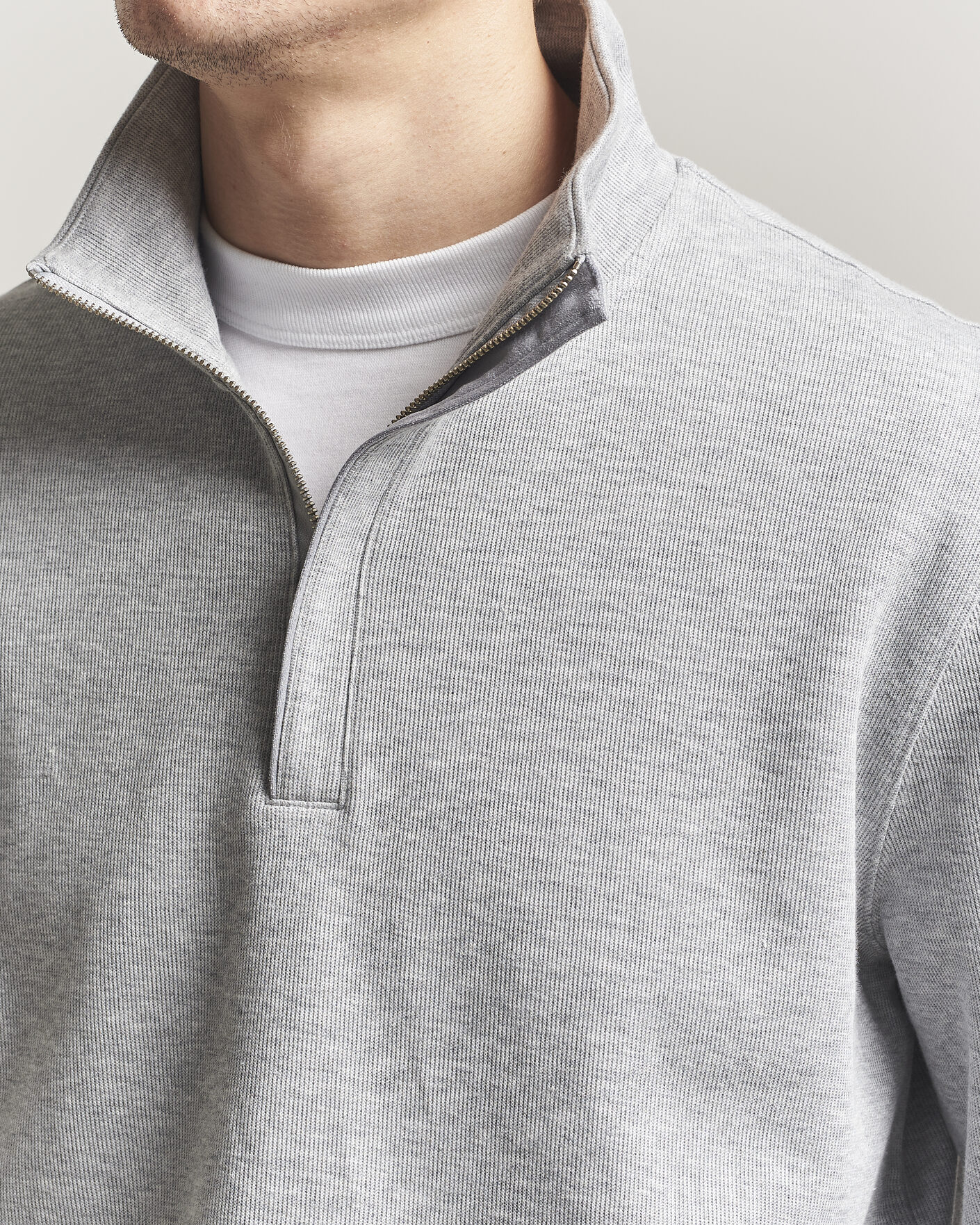 Hombres | Jerséis y prendas de punto | GANT | Light Sacker Rib Half Zip Grey Melange