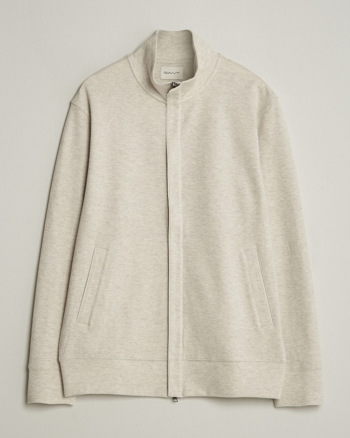 Hombres | Jerséis y prendas de punto | Gant | Light Sacker Rib Full Zip Seed Melange