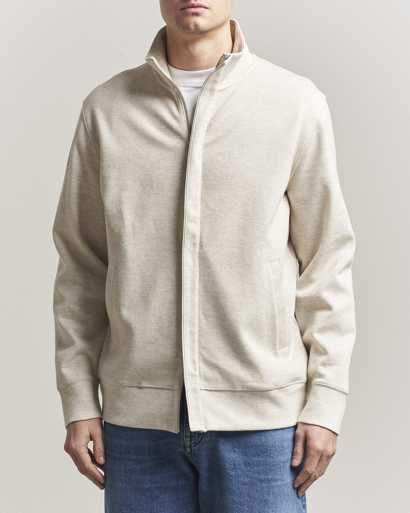 Hombres | Jerséis y prendas de punto | GANT | Light Sacker Rib Full Zip Seed Melange