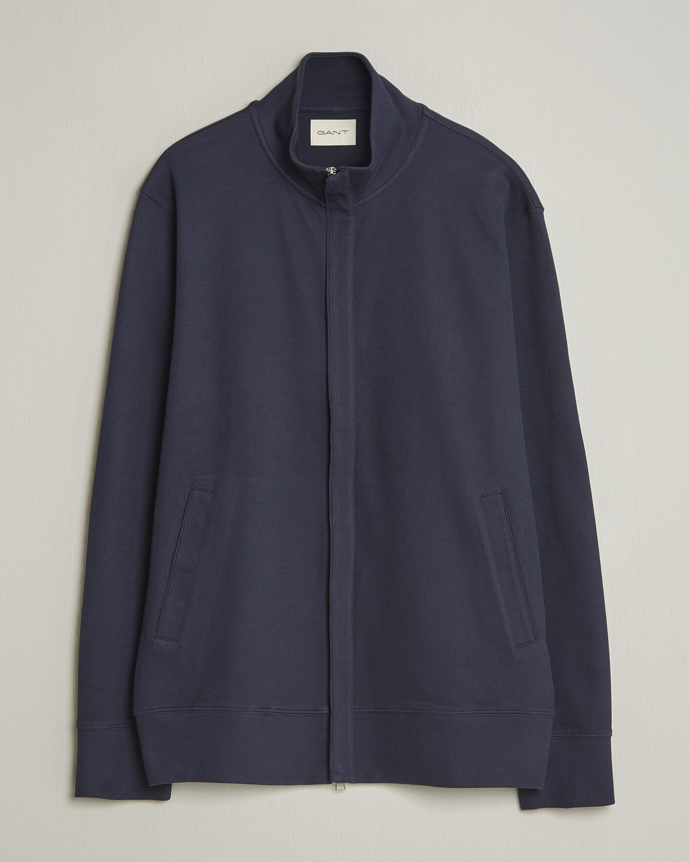 Hombres | Jerséis y prendas de punto | GANT | Light Sacker Rib Full Zip Evening Blue