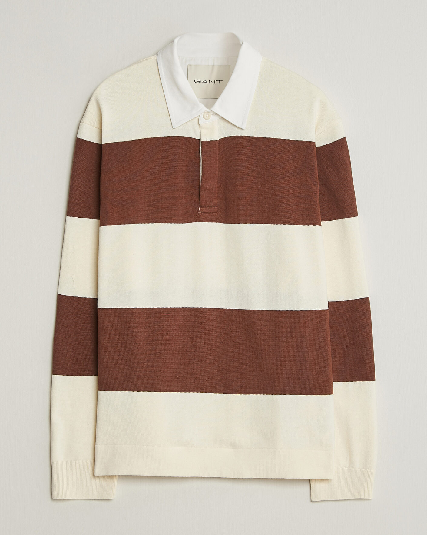 Hombres | Jerséis y prendas de punto | Gant | Barstriped Knitted Rugger Cream/Brown