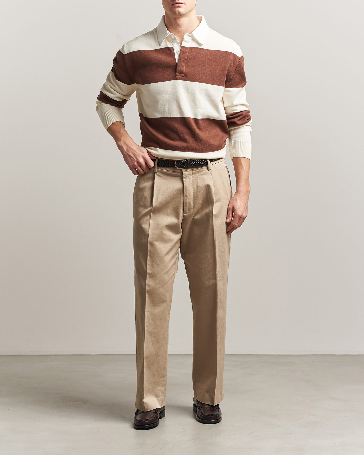 Hombres | Jerséis y prendas de punto | Gant | Barstriped Knitted Rugger Cream/Brown