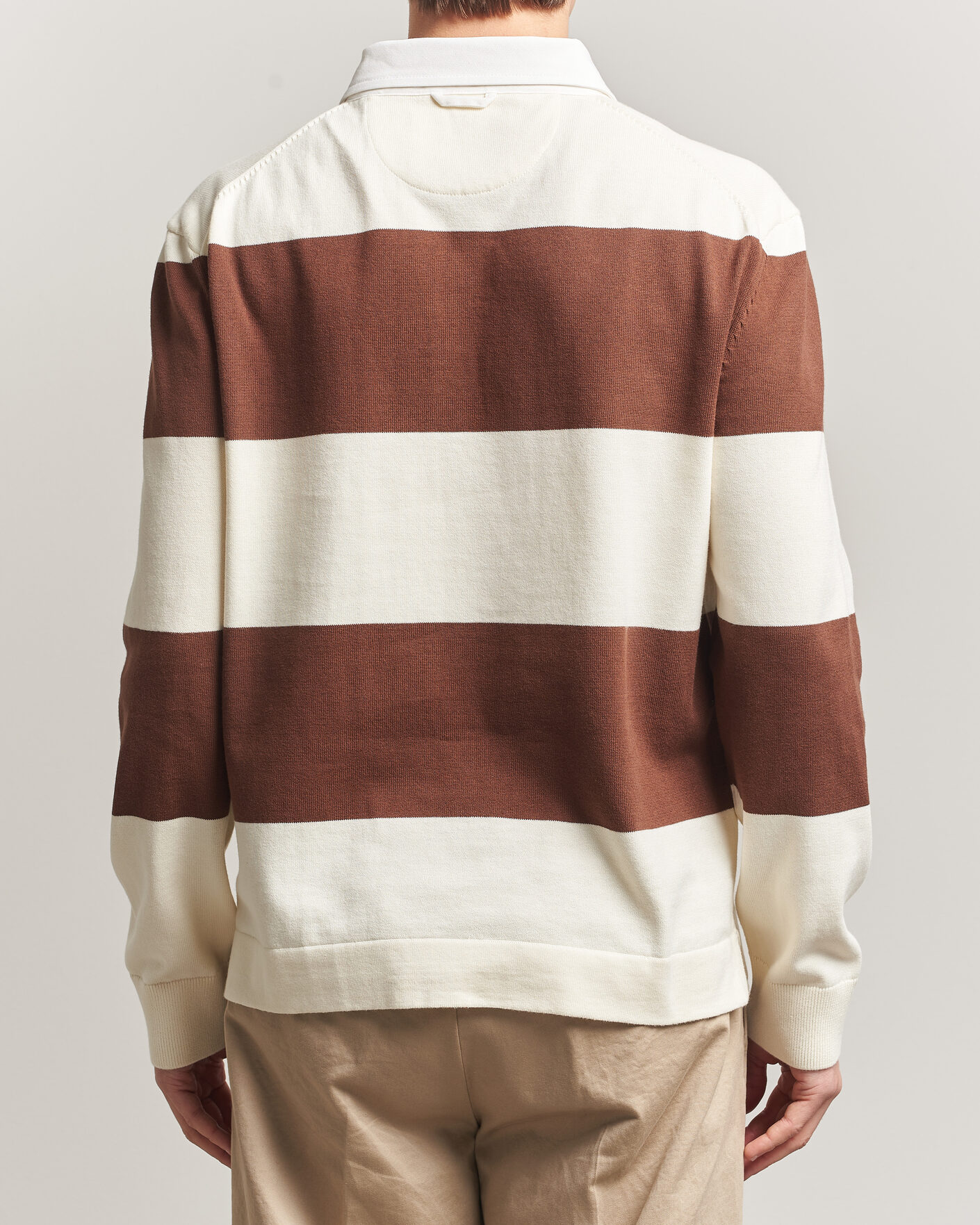 Hombres | Jerséis y prendas de punto | Gant | Barstriped Knitted Rugger Cream/Brown