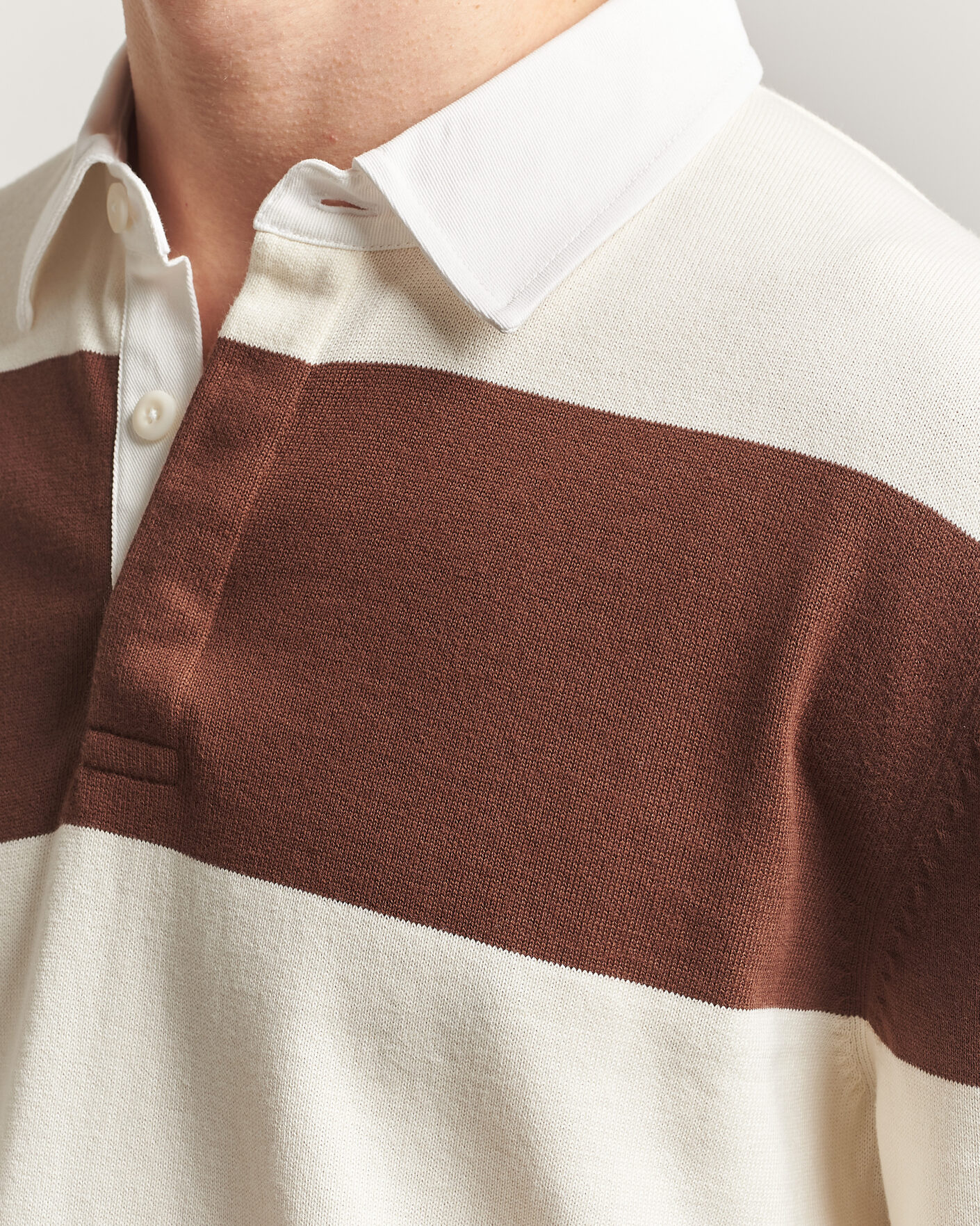 Hombres | Jerséis y prendas de punto | Gant | Barstriped Knitted Rugger Cream/Brown