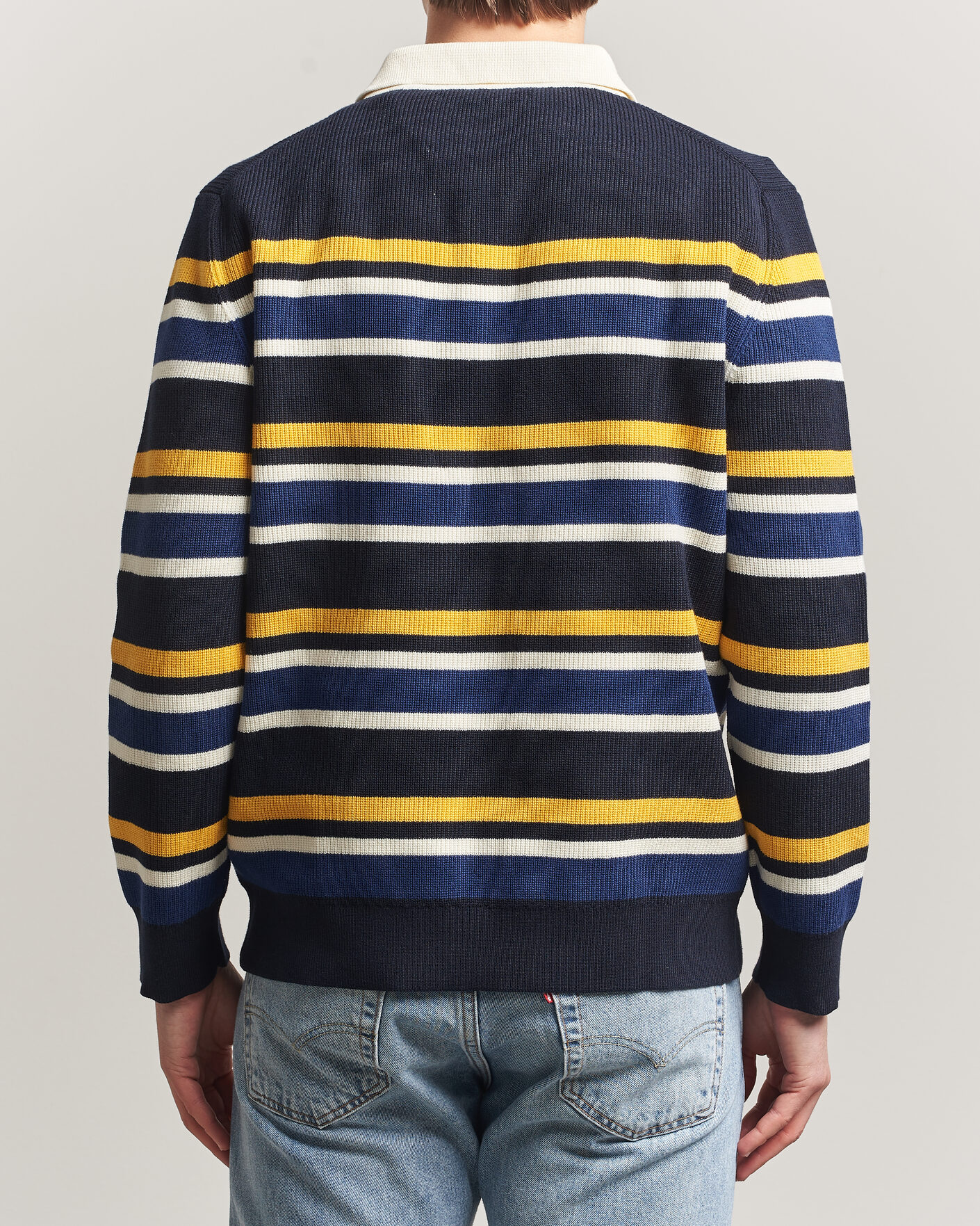 Hombres | Jerséis y prendas de punto | Gant | Multisptriped Knitted Rugger Evening Blue