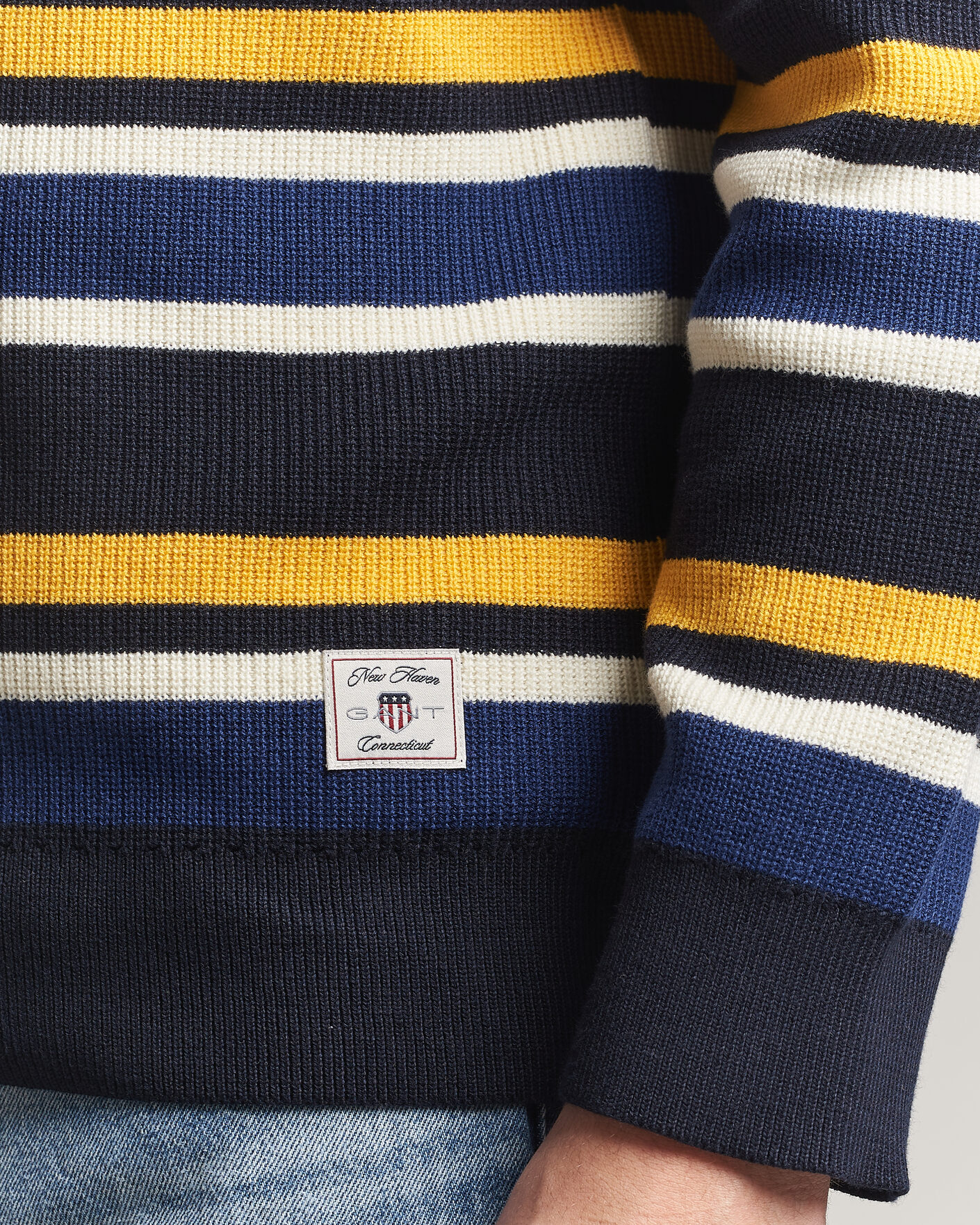 Hombres | Jerséis y prendas de punto | Gant | Multisptriped Knitted Rugger Evening Blue