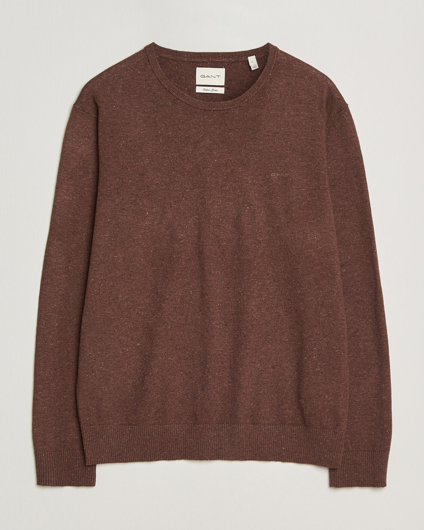 Hombres | Jerséis y prendas de punto | Gant | Cotton/Linen Slub Knitted Sweater Hazelnut Melange