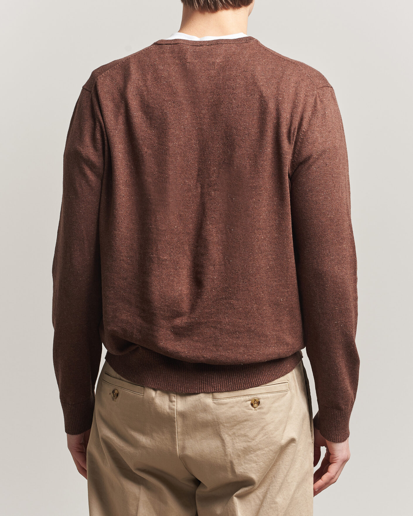 Hombres | Jerséis y prendas de punto | Gant | Cotton/Linen Slub Knitted Sweater Hazelnut Melange