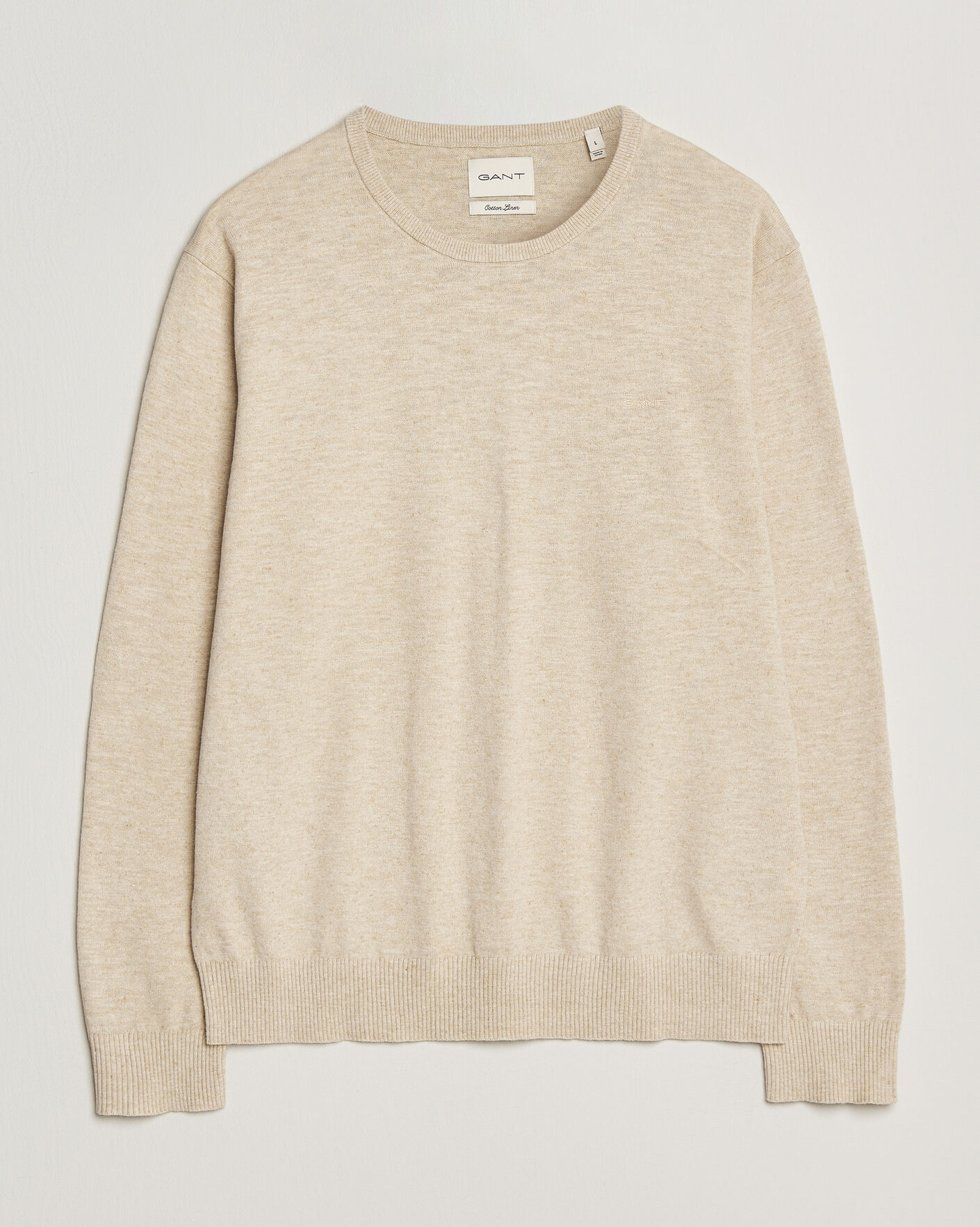Hombres | Jerséis y prendas de punto | Gant | Cotton/Linen Slub Knitted Sweater Seed Melange