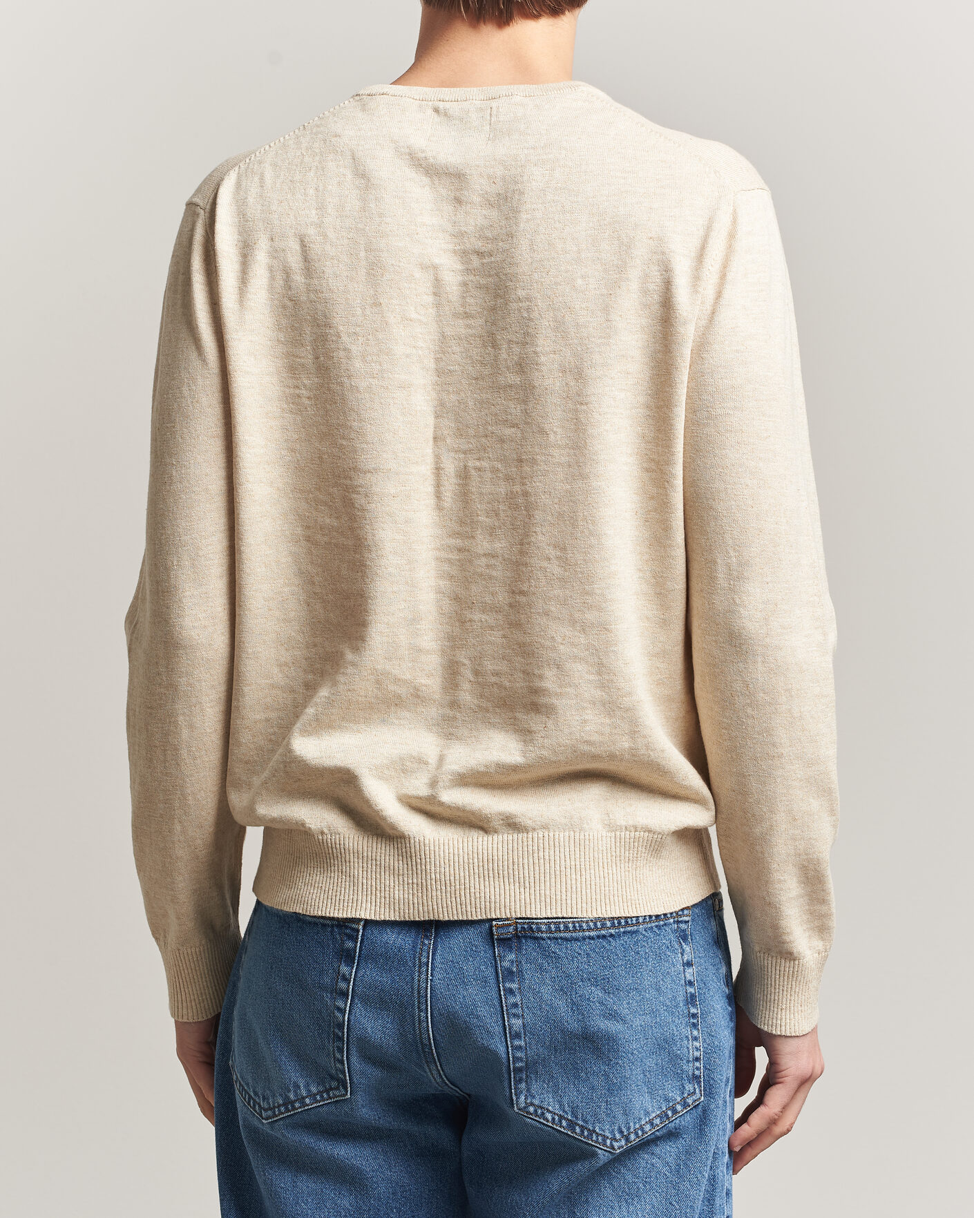 Hombres | Jerséis y prendas de punto | Gant | Cotton/Linen Slub Knitted Sweater Seed Melange