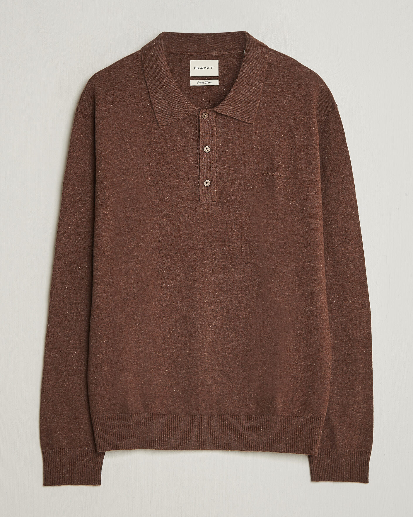 Hombres | Jerséis y prendas de punto | GANT | Cotton/Linen Slub Knitted Polo Hazelnut Melange