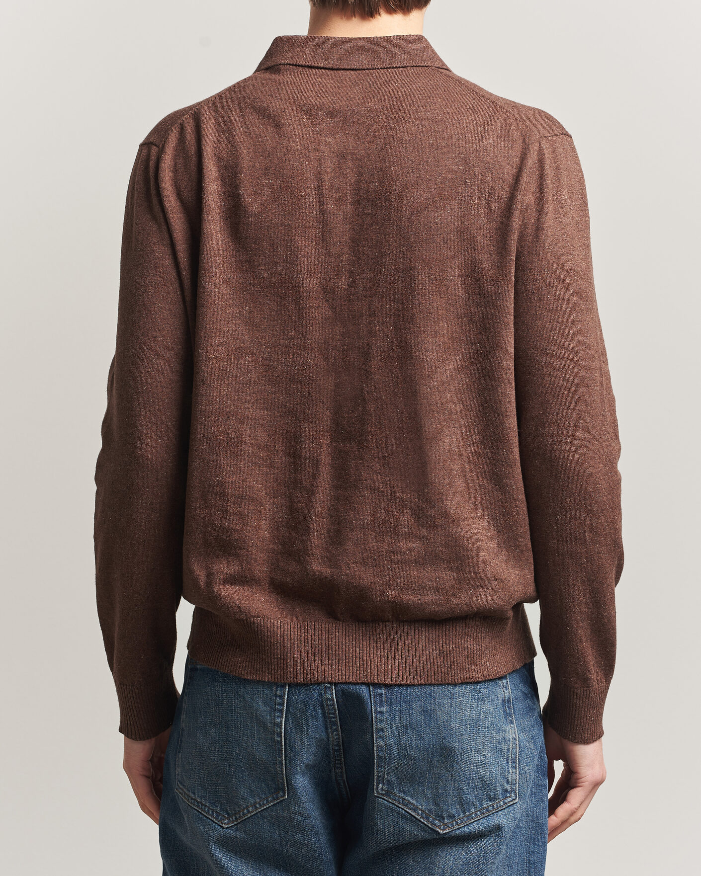 Hombres | Jerséis y prendas de punto | Gant | Cotton/Linen Slub Knitted Polo Hazelnut Melange