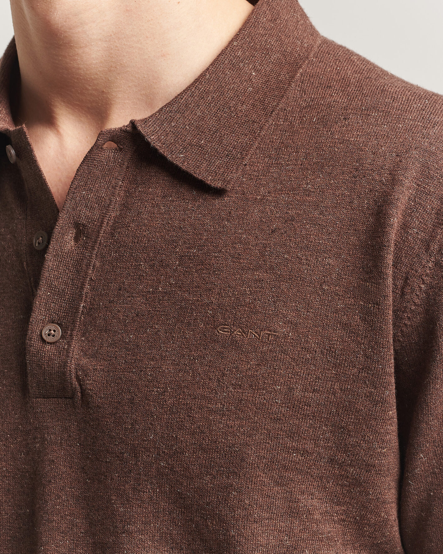 Hombres | Jerséis y prendas de punto | GANT | Cotton/Linen Slub Knitted Polo Hazelnut Melange