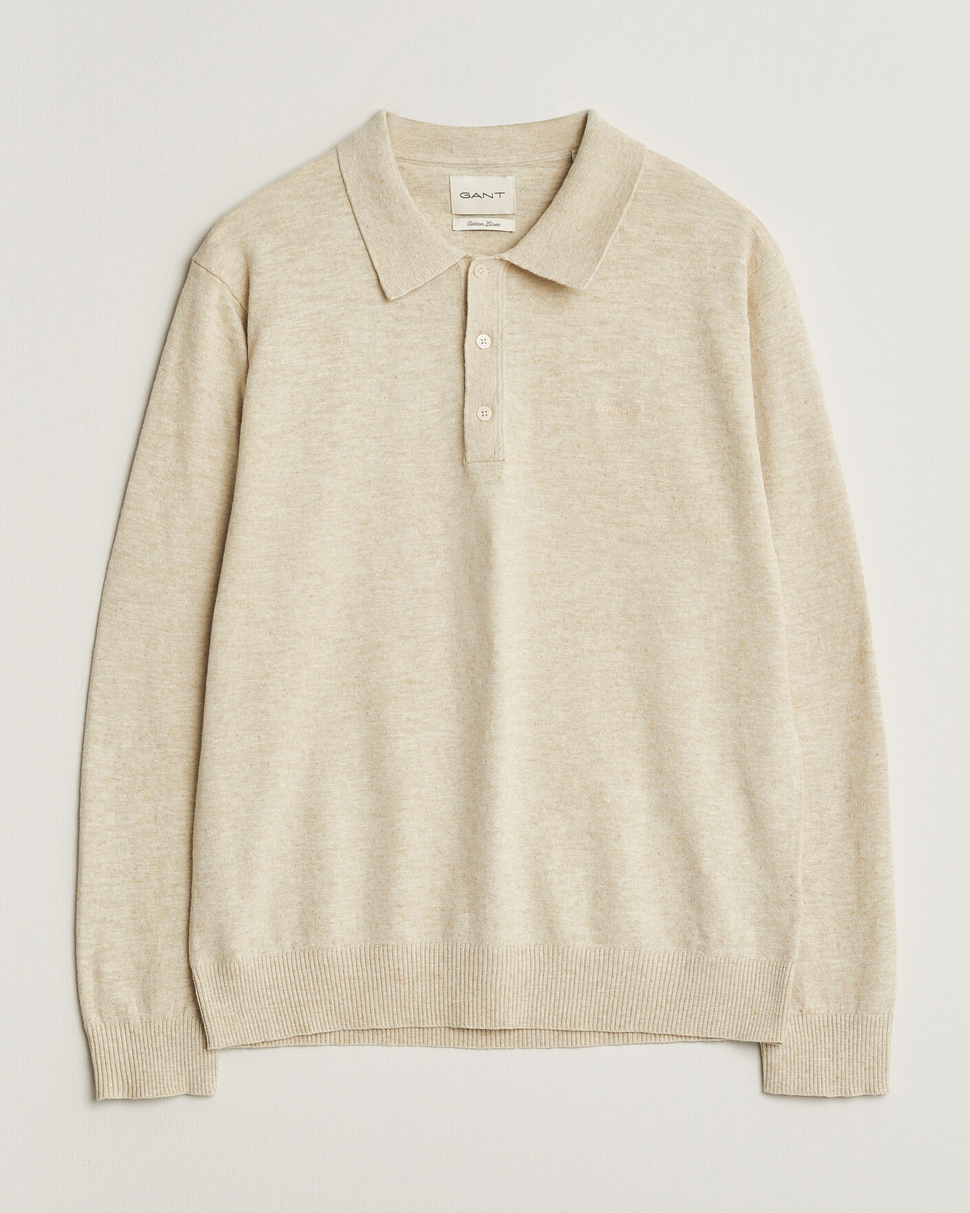 Hombres | Jerséis y prendas de punto | Gant | Cotton/Linen Slub Knitted Polo Seed Melange